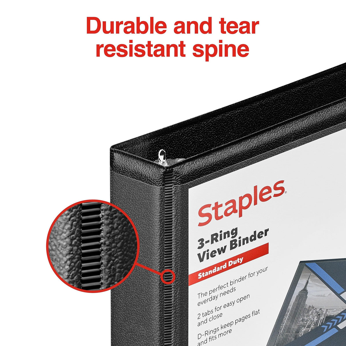 Staples 1/2" 3-Ring View Binder, D-Ring, Black, 4/Pack