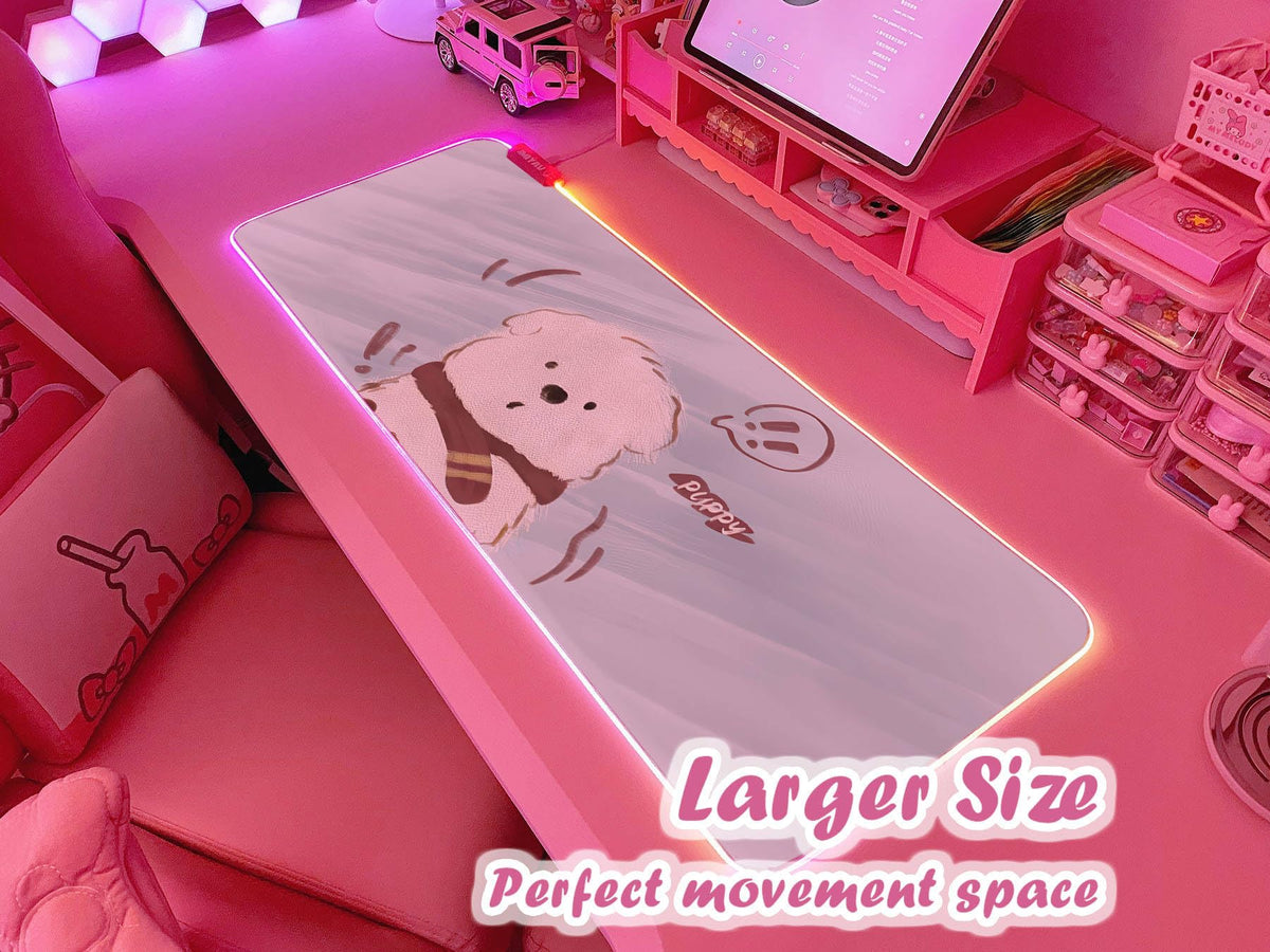 JMIYAV Pink RGB Gaming Mouse Pad 31.5x12 Inch PC XL Large Extended Glowing Led Light Up Desk Pad