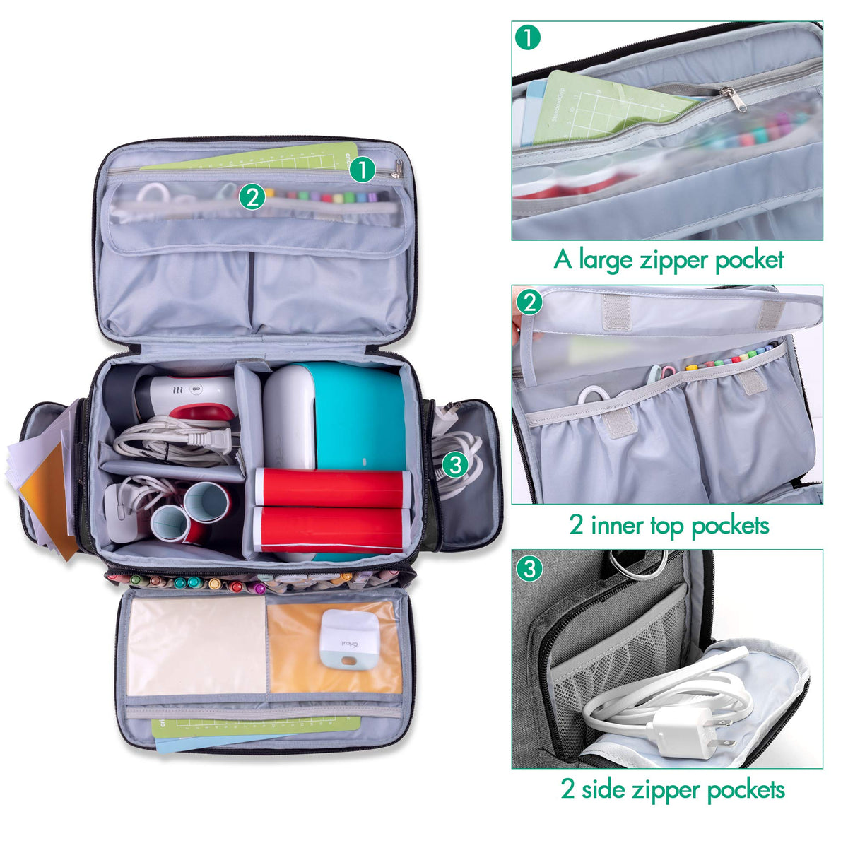 LUXJA Carrying Case Compatible with Cricut Joy and Easy Press Mini, Gray