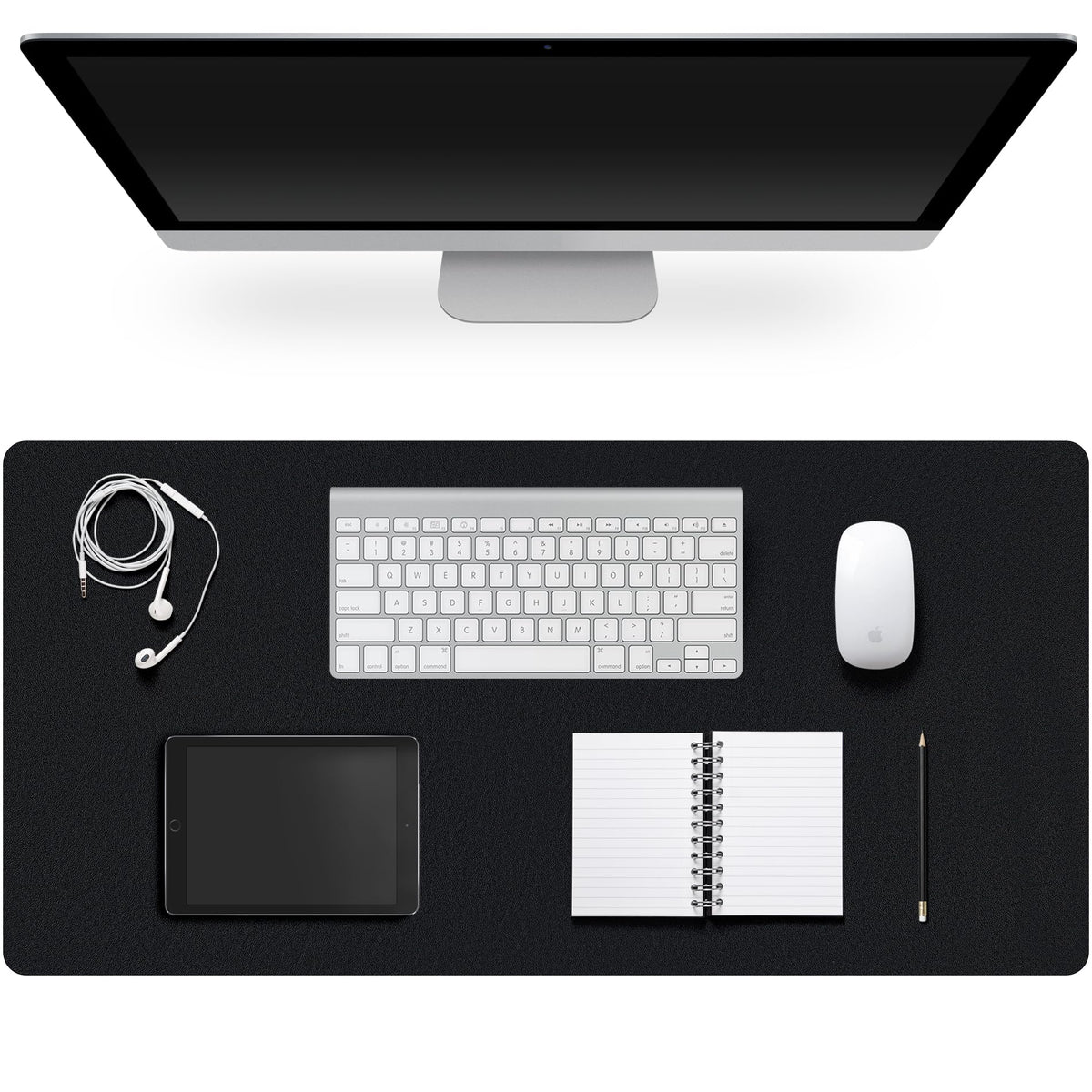 Leather Desk Pad Protector,Non-Slip Desk Pad(Blacke, 47.2" x 17")