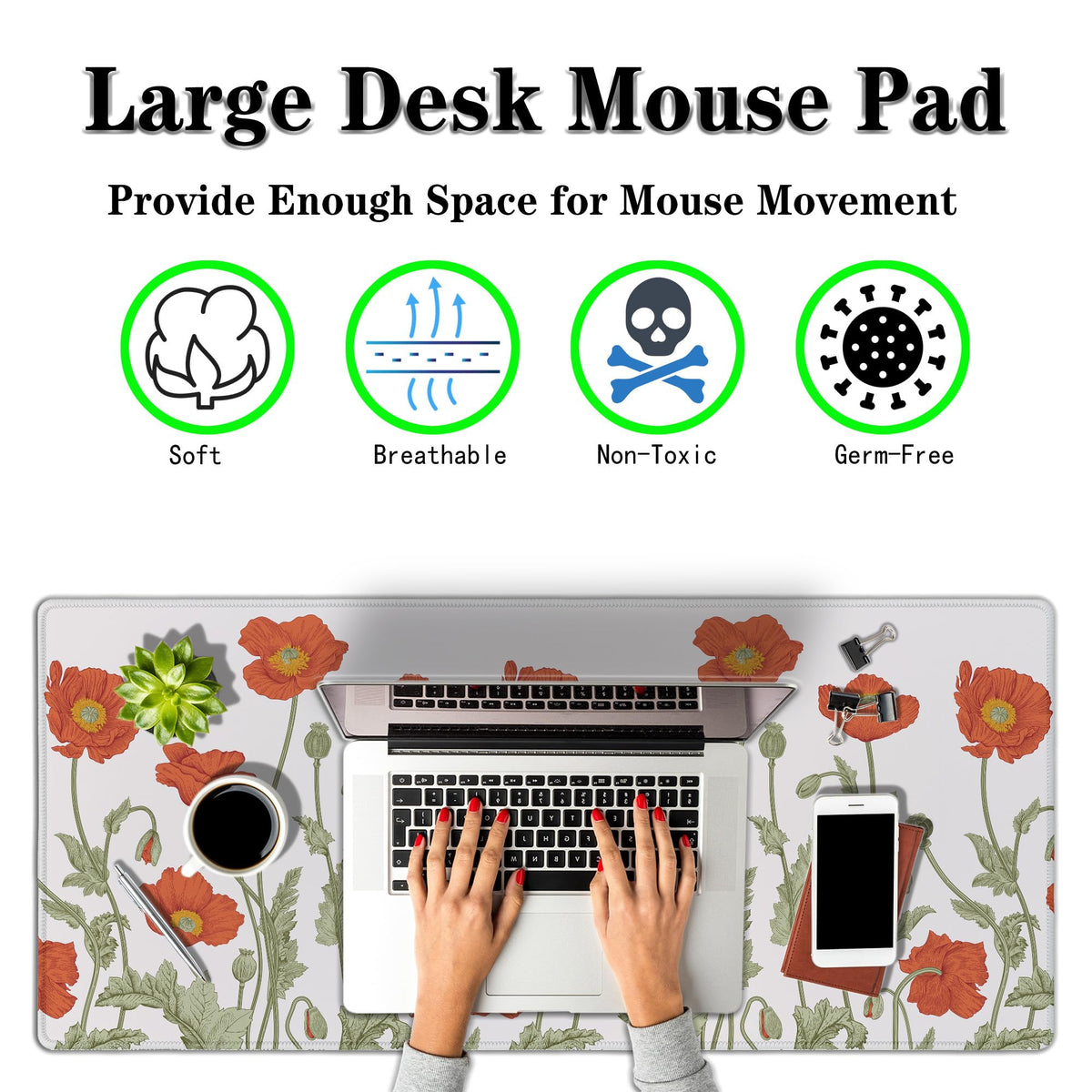Samgula Gaming Mouse Pad Red Work Desk Mat, Large Mouse Pads Computer Deskmat, The Desk Mat