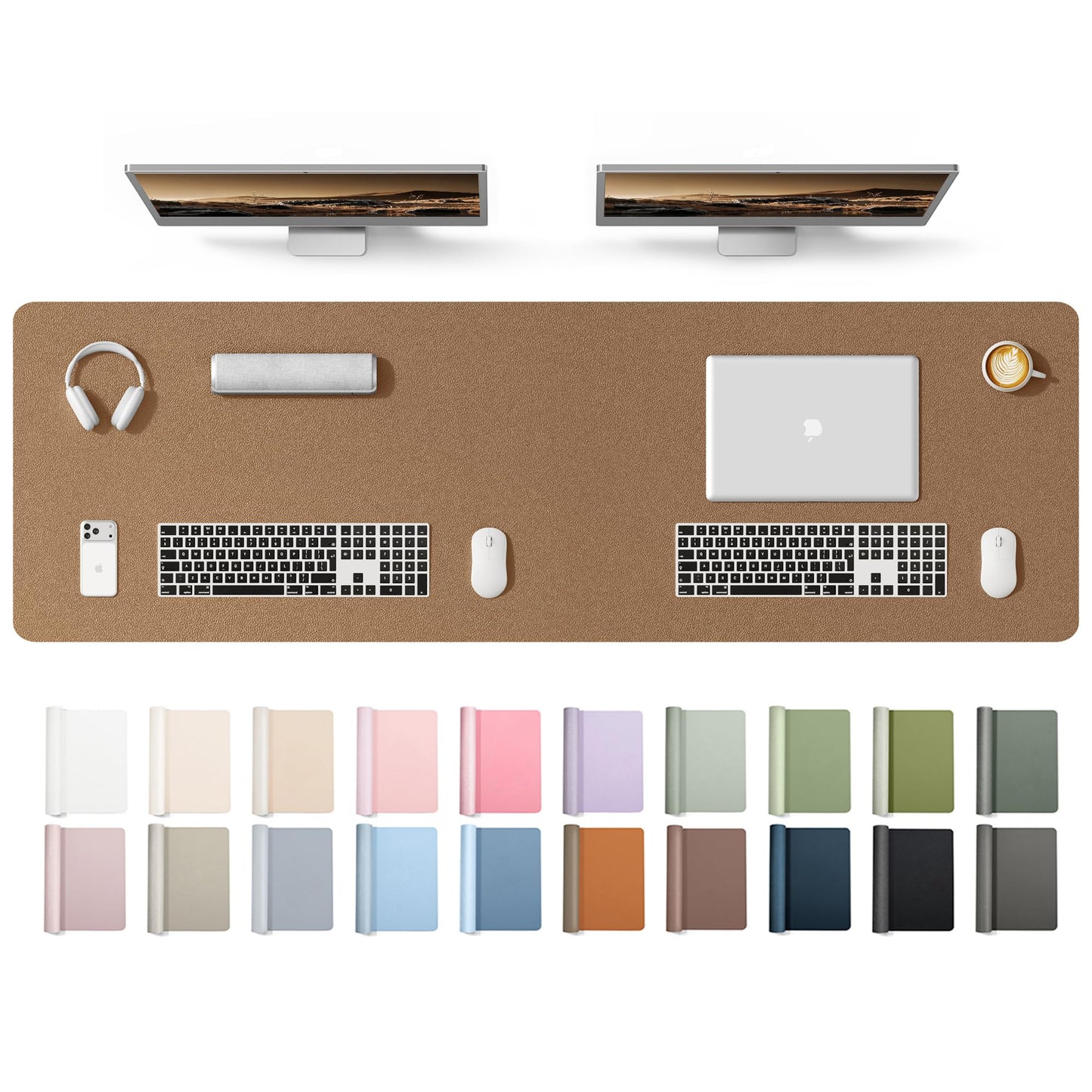 YSAGi Leather Desk Protector, Office Mat, Large Mouse Mat, Non-Slip PU Leather Blotter, Laptop Desk