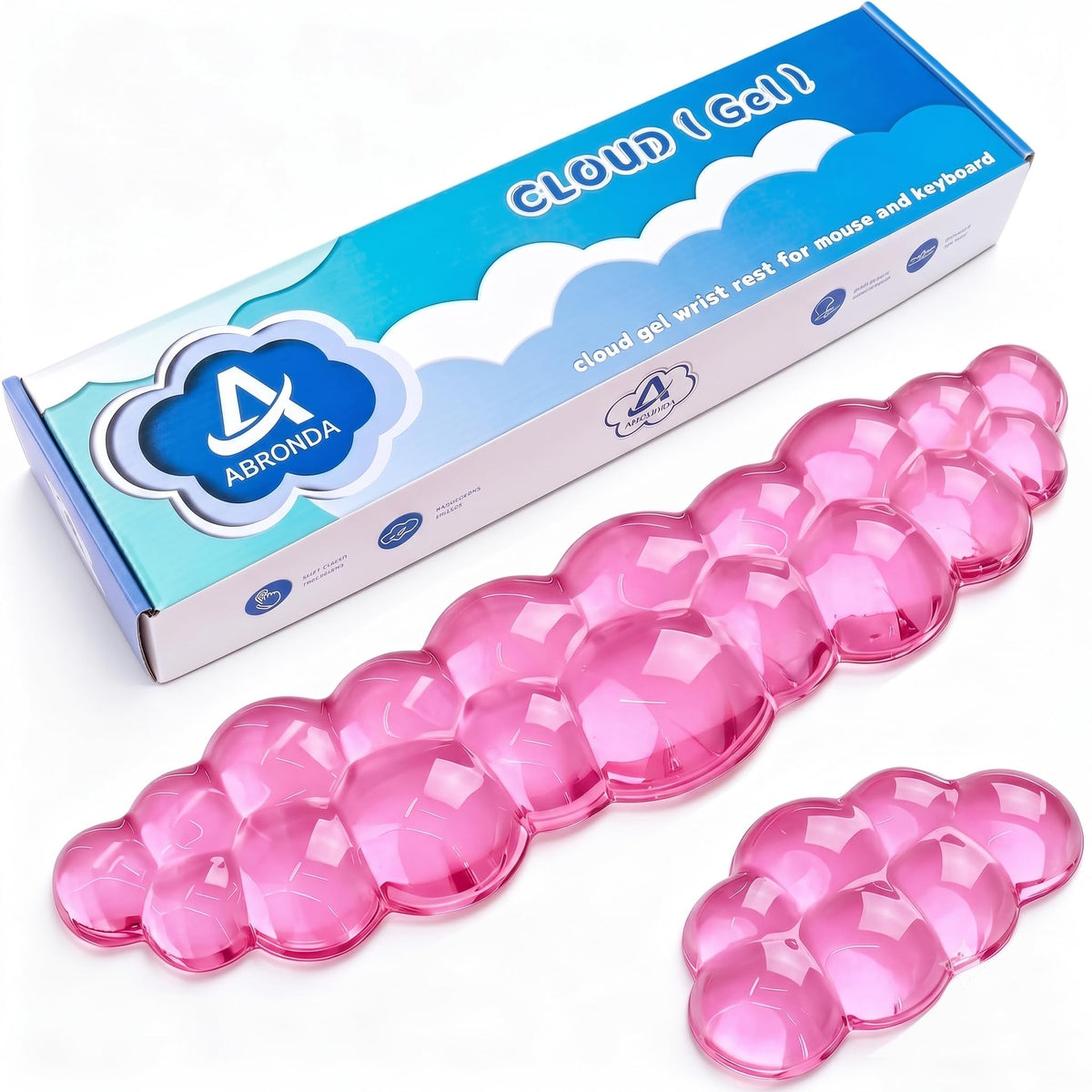 ABRONDA Gel Cloud Keyboard & Mouse Wrist Rest Set - Cloud Keyboard Wrist Rest Pad & Mouse Support