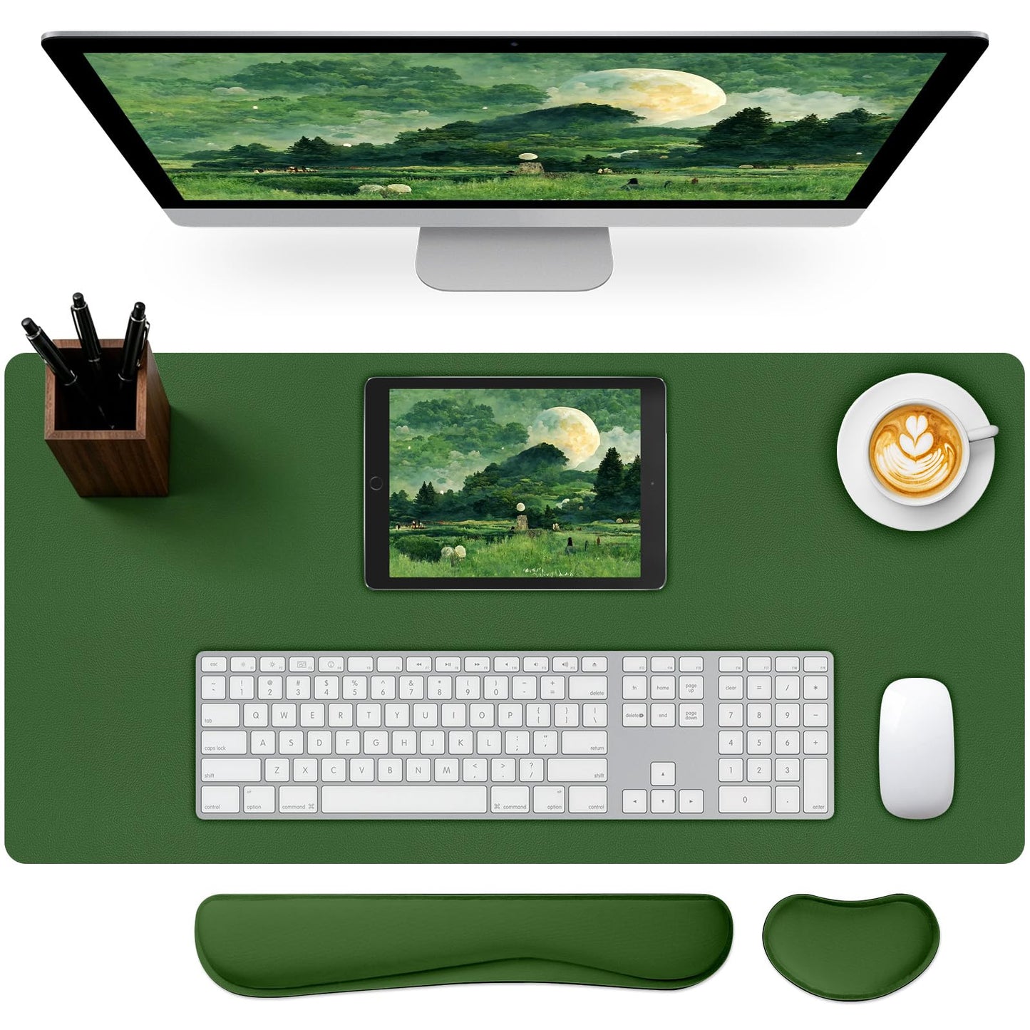Meetcolor Keyboard and Mouse Pad, 3-in-1 Desk Mat Set Keyboard Wrist Rest