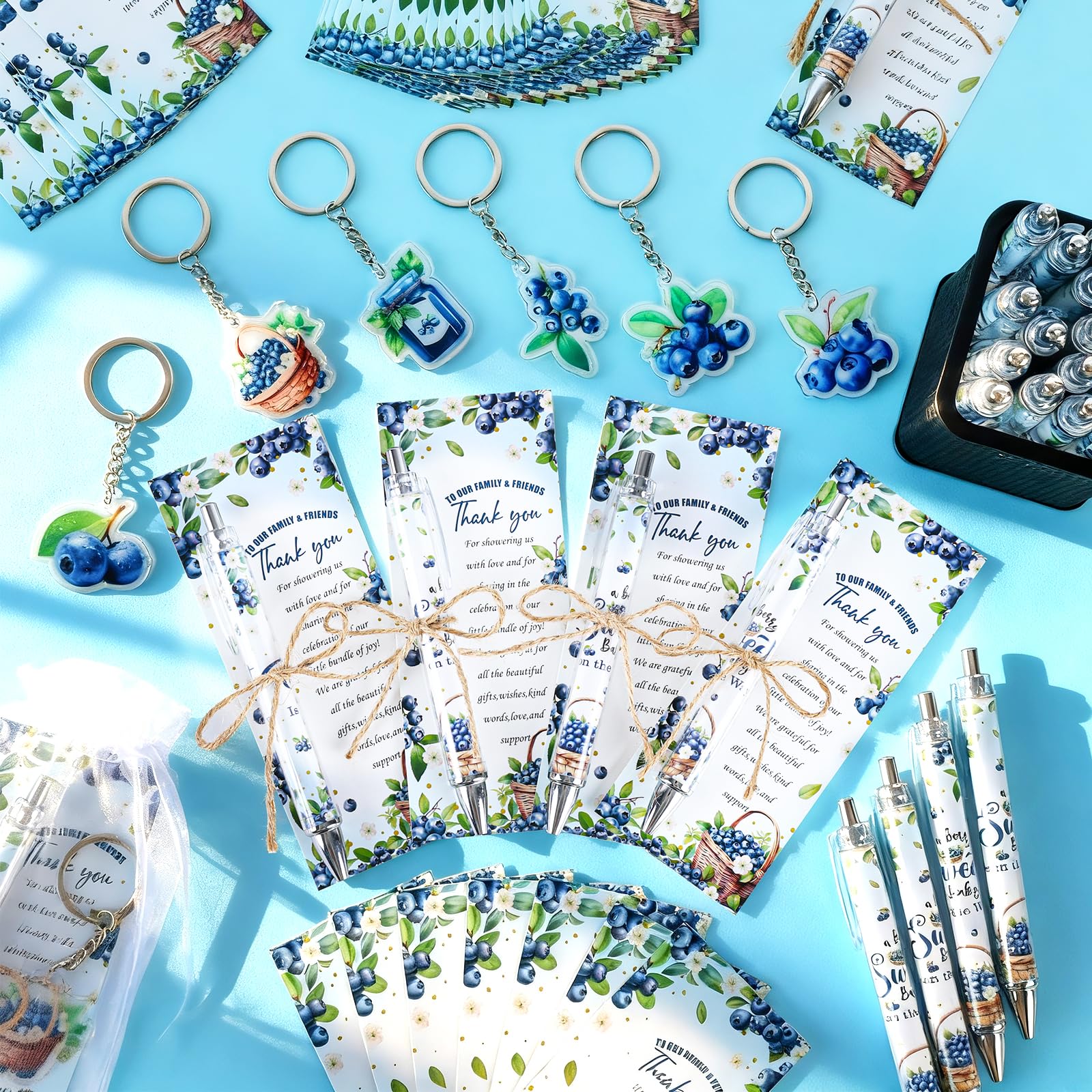 EYNDYN 145 Pieces Blueberry Baby Shower Favors for Guest BlueBerry Sweet Baby Ballpoint Pens and