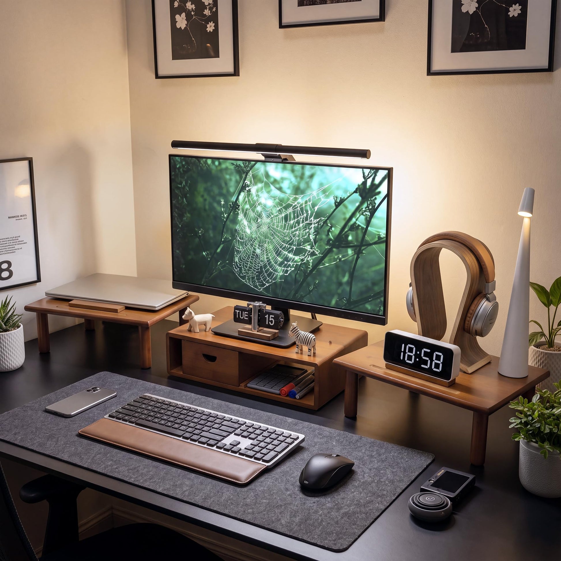 ROCDEER Dual Monitor Stand Riser with Drawer for Desk Laptop