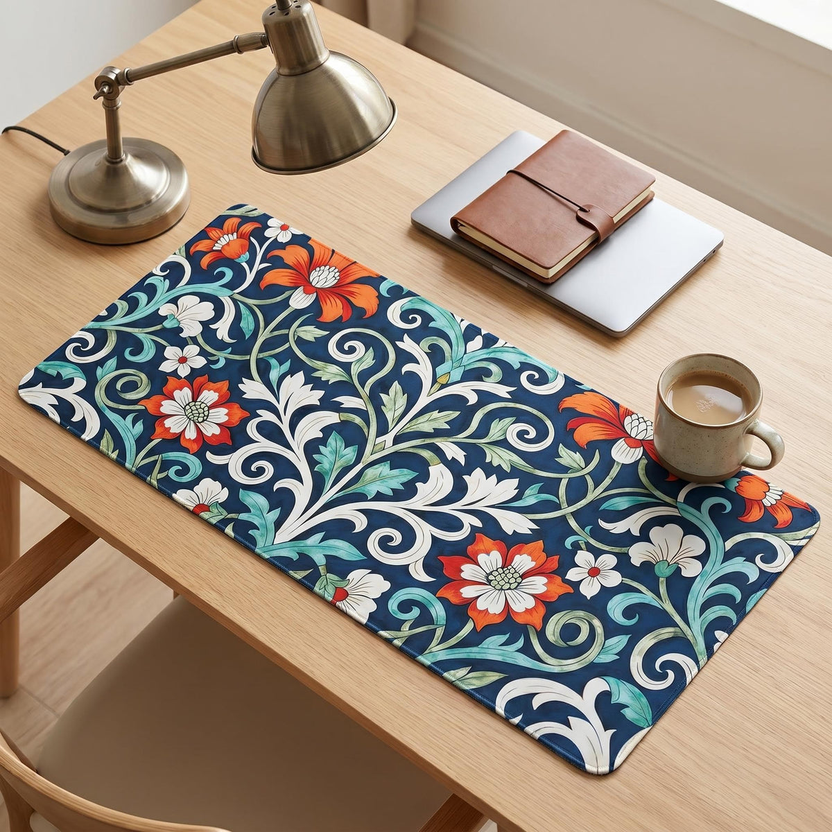 Gaming Mouse Pad, Large Floral Desk Mat 90 X 40CM (35.4”x15.7”), Vintage Flower Extended Gaming