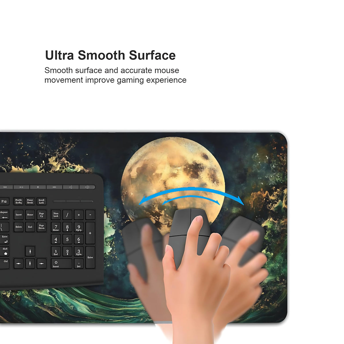 Aesthetic Kanagawa Great Wave Gaming Mouse Pad, Deep Forest Green Japanese Desk Mat with Anti-Slip