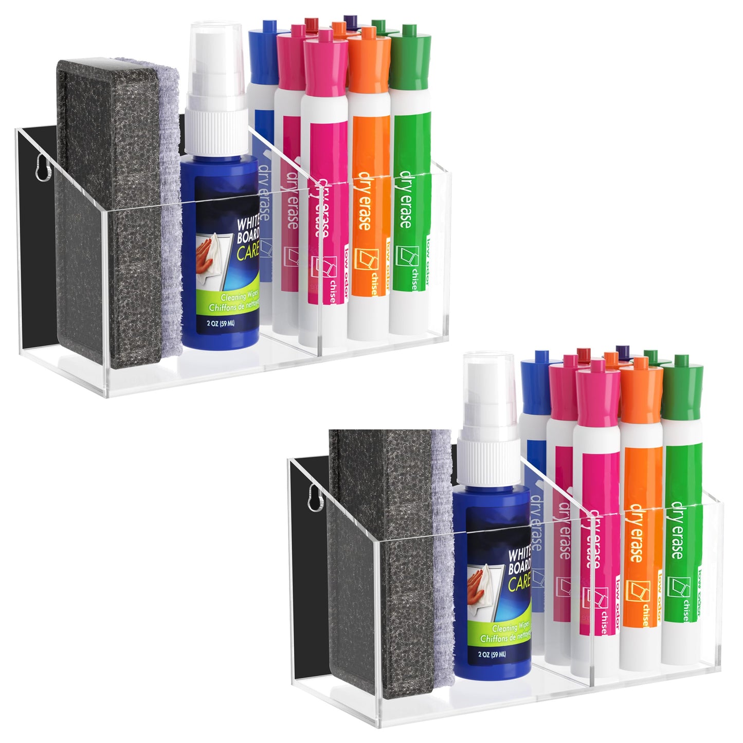 HBlife Magnetic Dry Erase Marker Holder for Whiteboard, Wall Mount, Clear