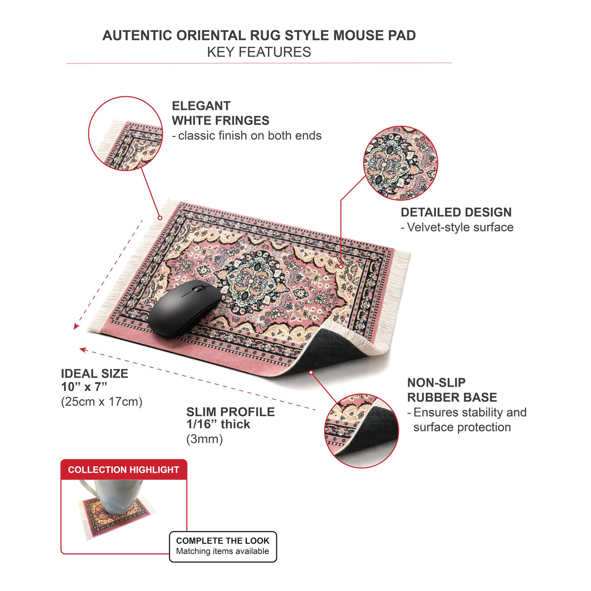 Computer Carpet Mouse Pad | Oriental Style Rug Mouse Mat