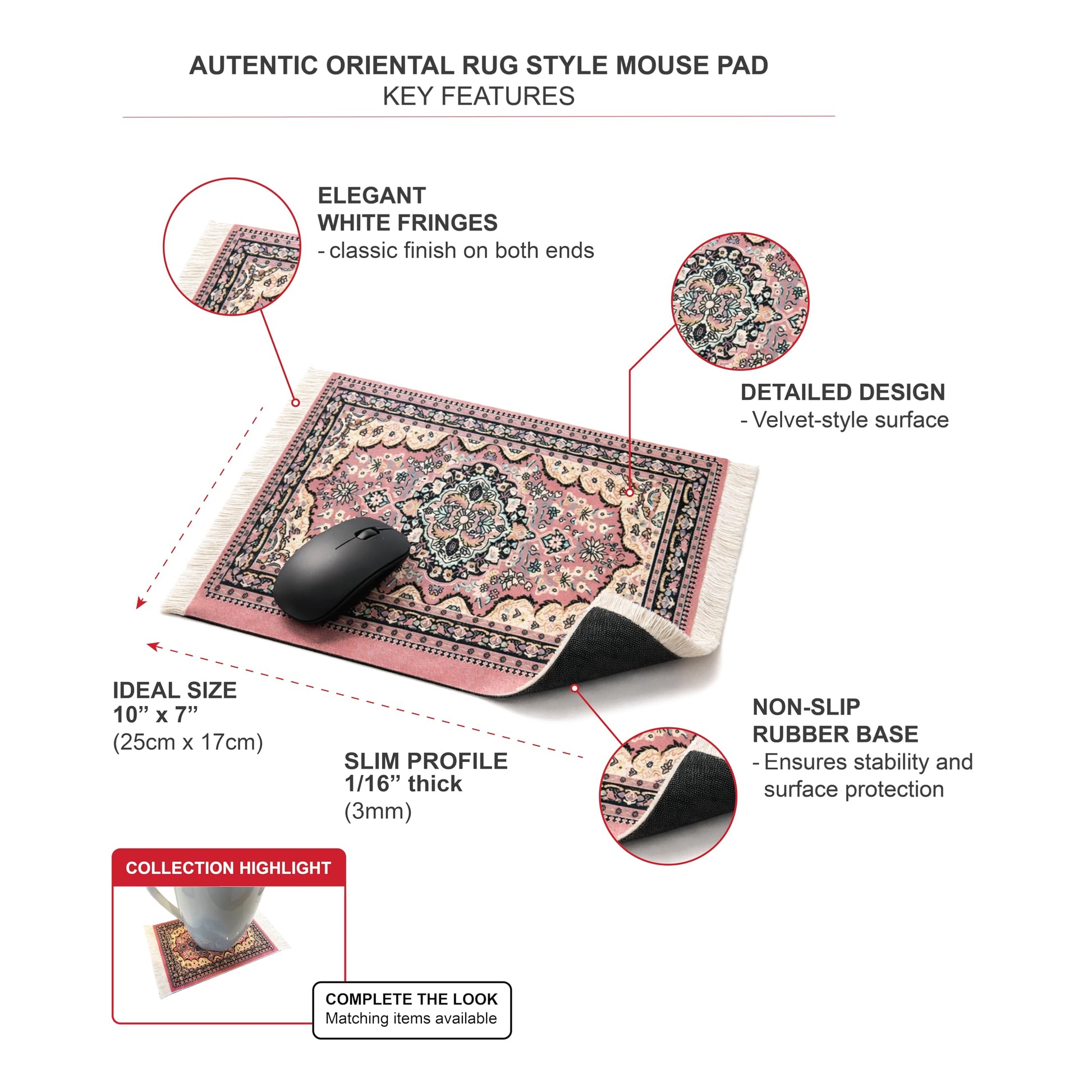 Computer Carpet Mouse Pad | Oriental Style Rug Mouse Mat
