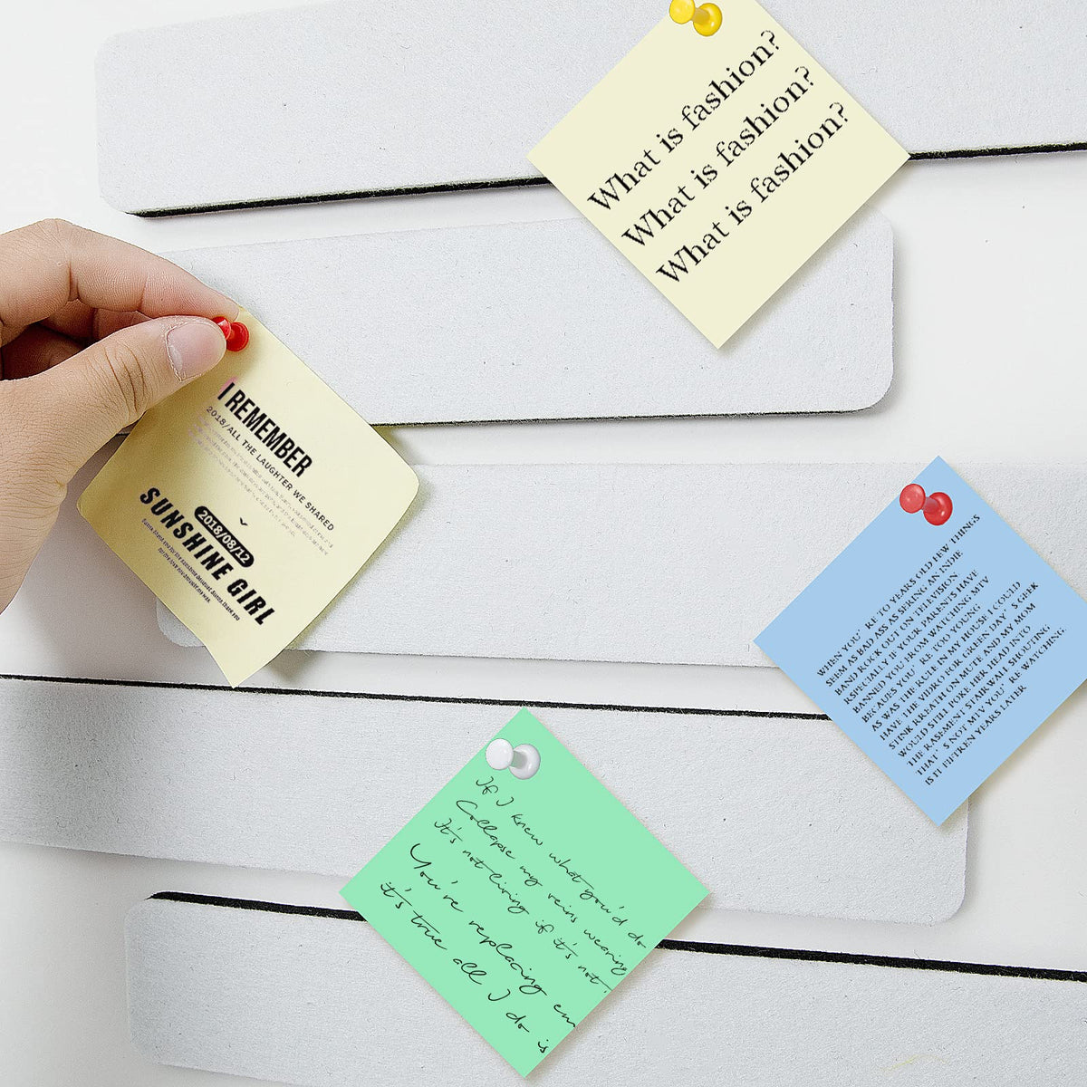 5 Pack Felt Pin Board Bar Strips Bulletin Board for Bedrooms Offices Home Wall Decoration, Notice