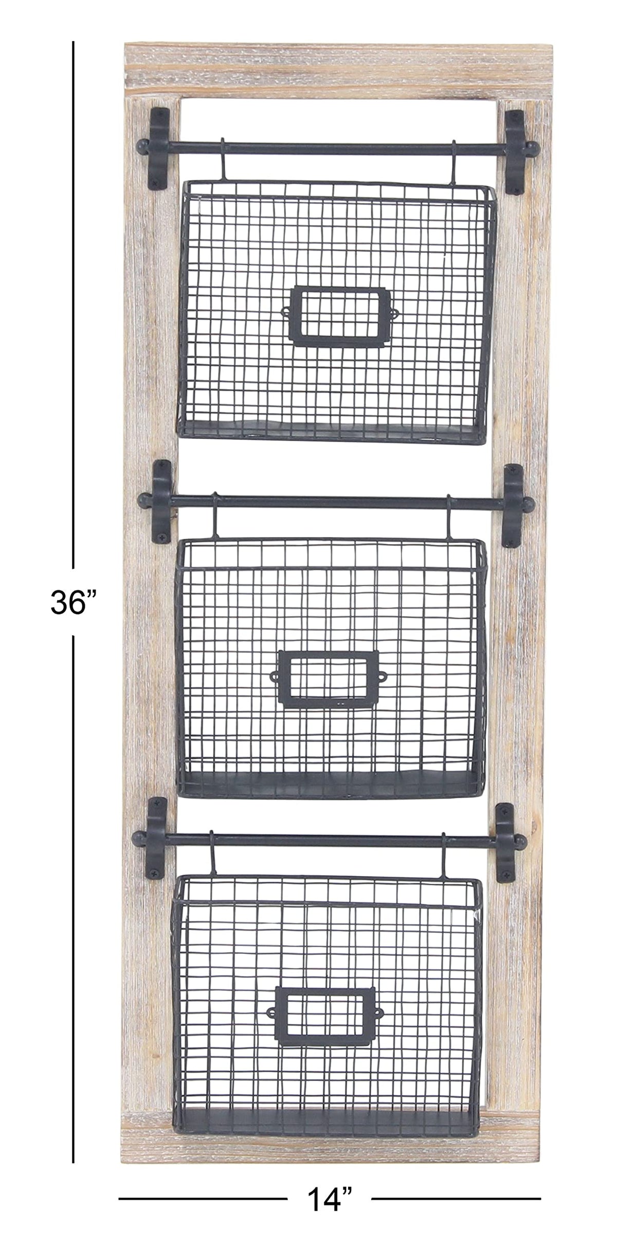 Deco 79 Farmhouse Metal Wall Mounted Rack for Magazines, Books, Newspapers, Bathroom/Offie/Living