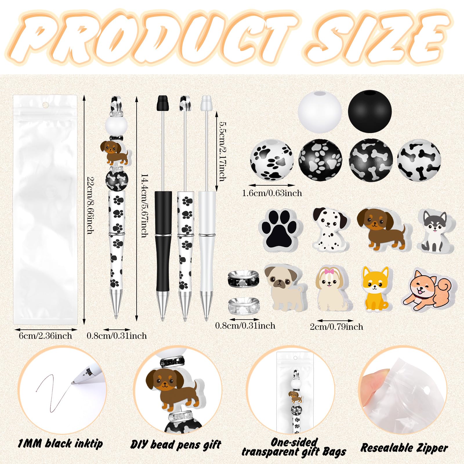 Colarr 197 Pcs Beadable Pens DIY Pen Making Kit, Dog