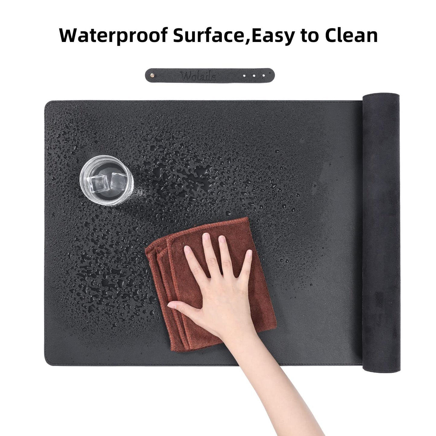 Wolaile Desk Pad 36x17 inches,PU Leather Desk Blotter,Non-Slip Base Waterproof Surface Office Desk