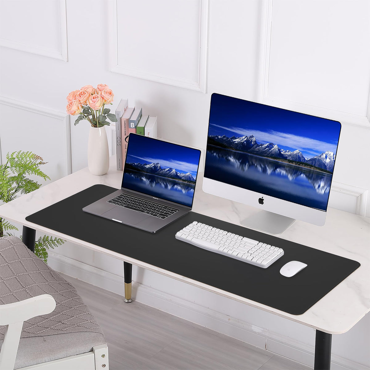 AFIING Cork Desk Mat 55" x 17", Dual-Sided Natural Cork & PU Leather Desk Pad, Non-Slip Waterproof