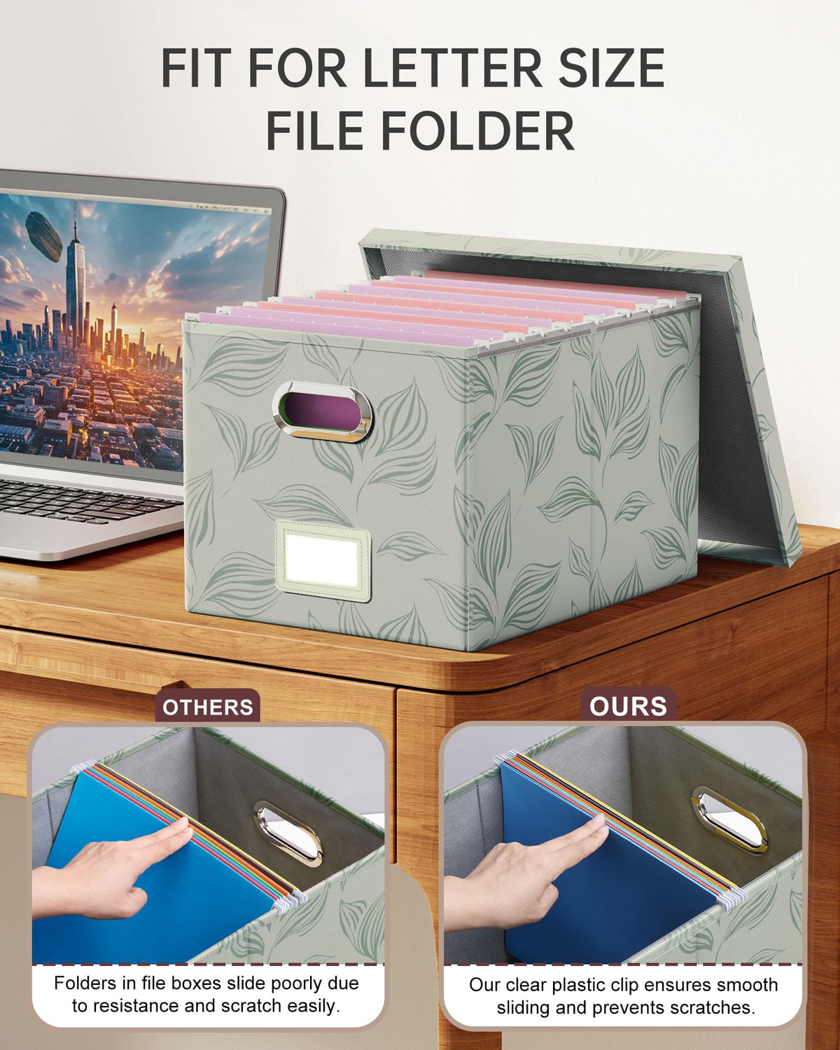 Oterri 2 Pack File Storage Organizer, Document Organizer, Portable File Box with Lid, Fit for