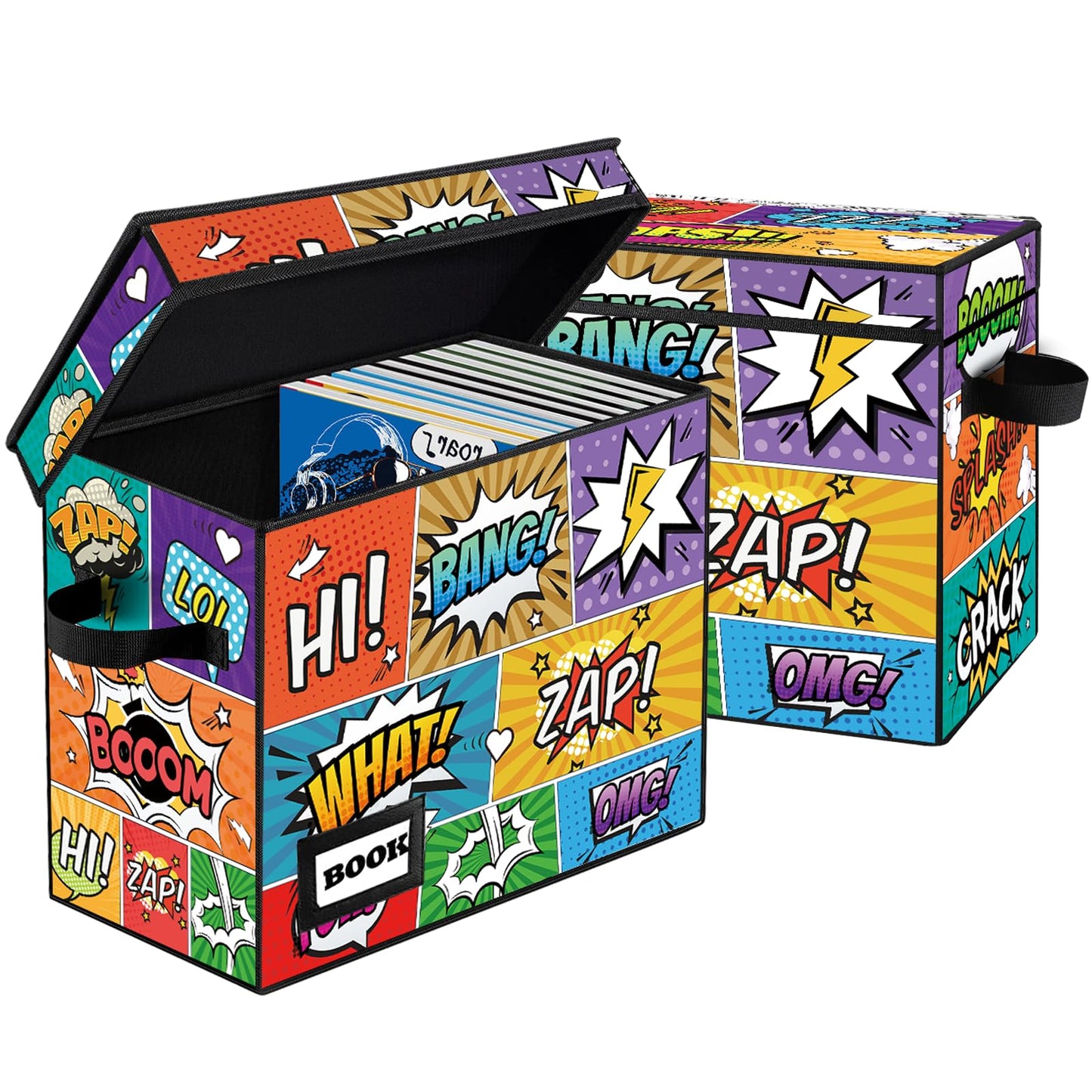 YNSZAS 2 Pack Comic Book Storage box, Collection 15.8" X 7.8" X 11.8", Collapsible Holds 160-180