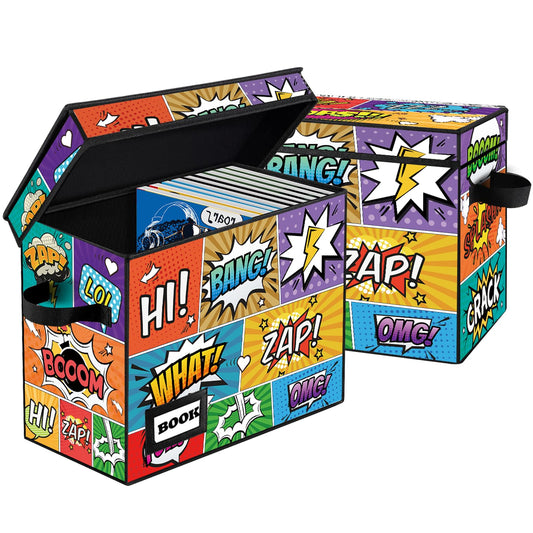 YNSZAS 2 Pack Comic Book Storage box, Collection 15.8" X 7.8" X 11.8", Collapsible Holds 160-180