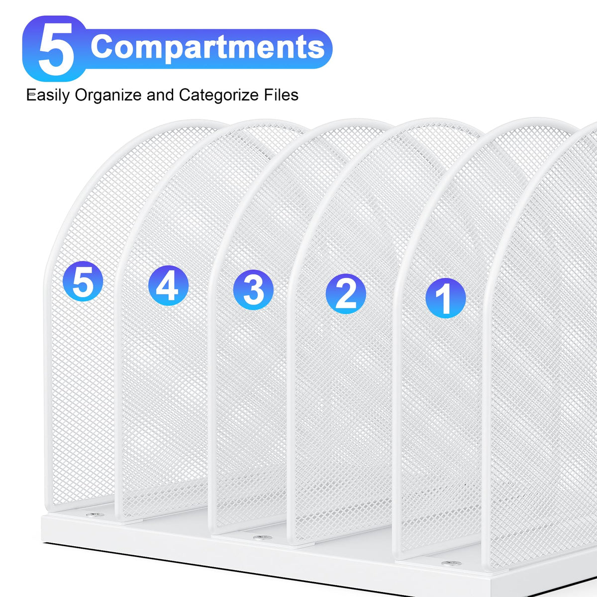 gianotter Desktop File Organizer with 5 Compartments