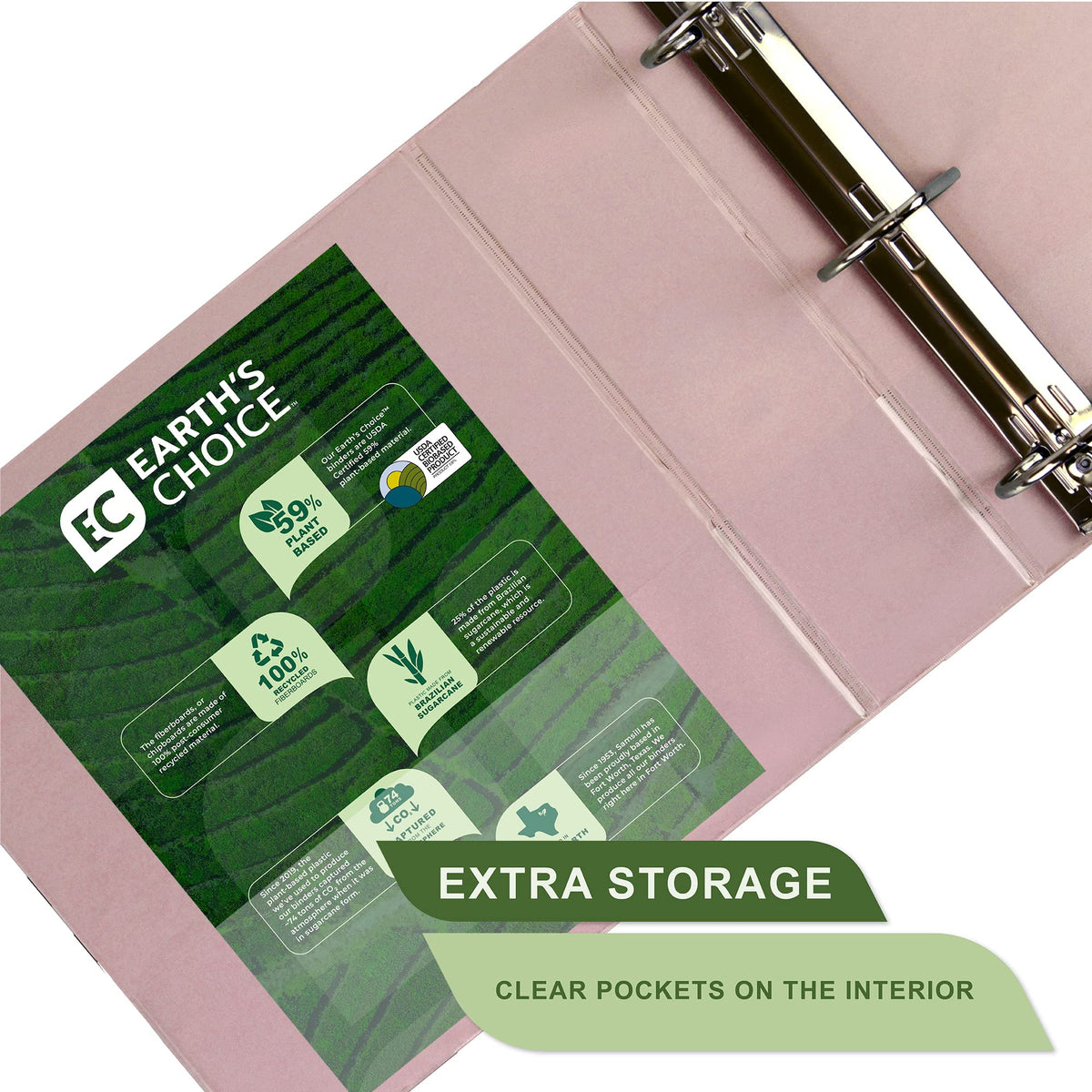 Samsill Plant-Based 3 Inch Durable D-Ring, View Binder, Eco-Friendly, USDA Certified Biobased, 4