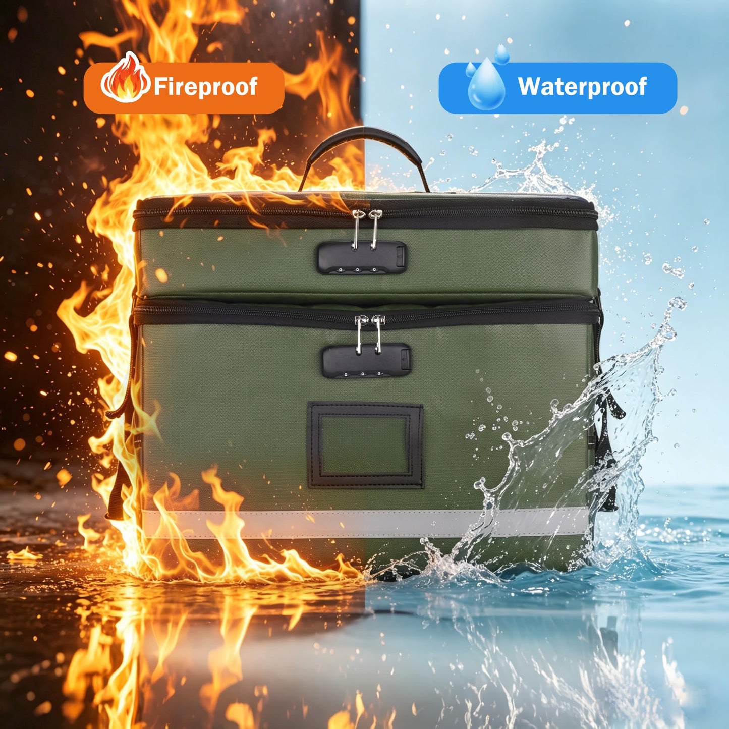 EXLIFBAG Fireproof File Organizer with Lock, 2 Layer
