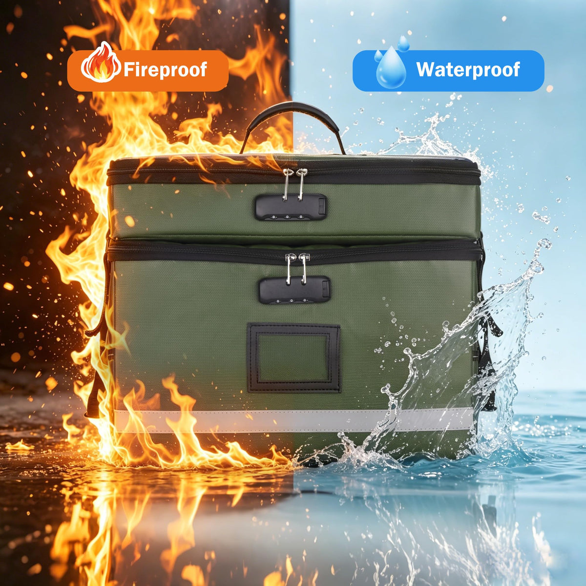 EXLIFBAG Fireproof File Organizer with Lock, 2 Layer