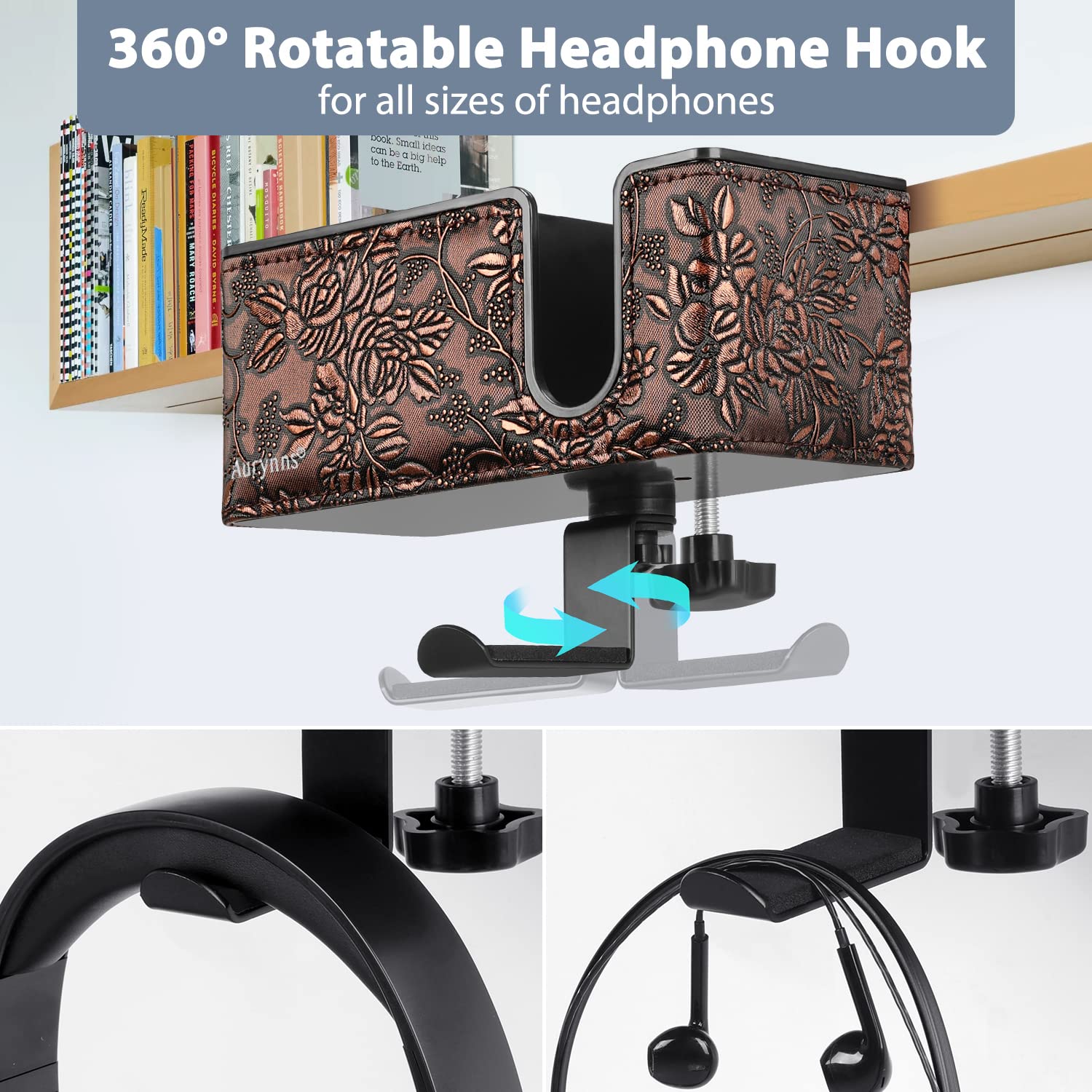 Under Desk Cup Holder Clamp on Cup Holder PU Leather Clip on Desk Organizer