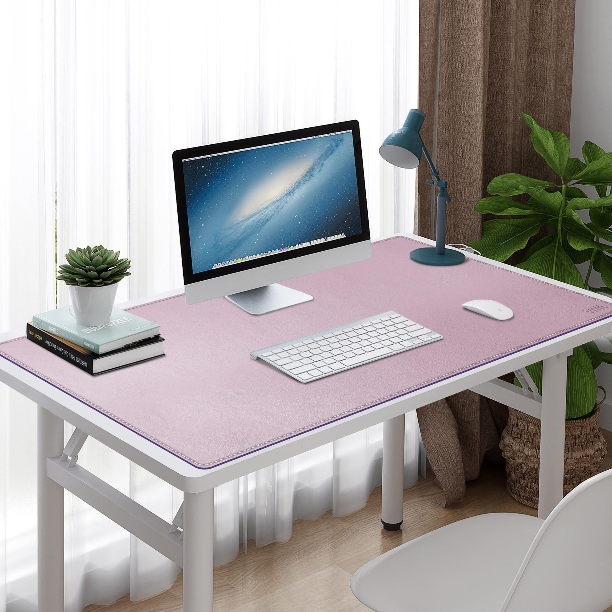 Vyaaa PU Leather Desk Mat, 39.4“ x 23.6” XXL Leather Desk Pad, Waterproof Extra Large Desk Mat