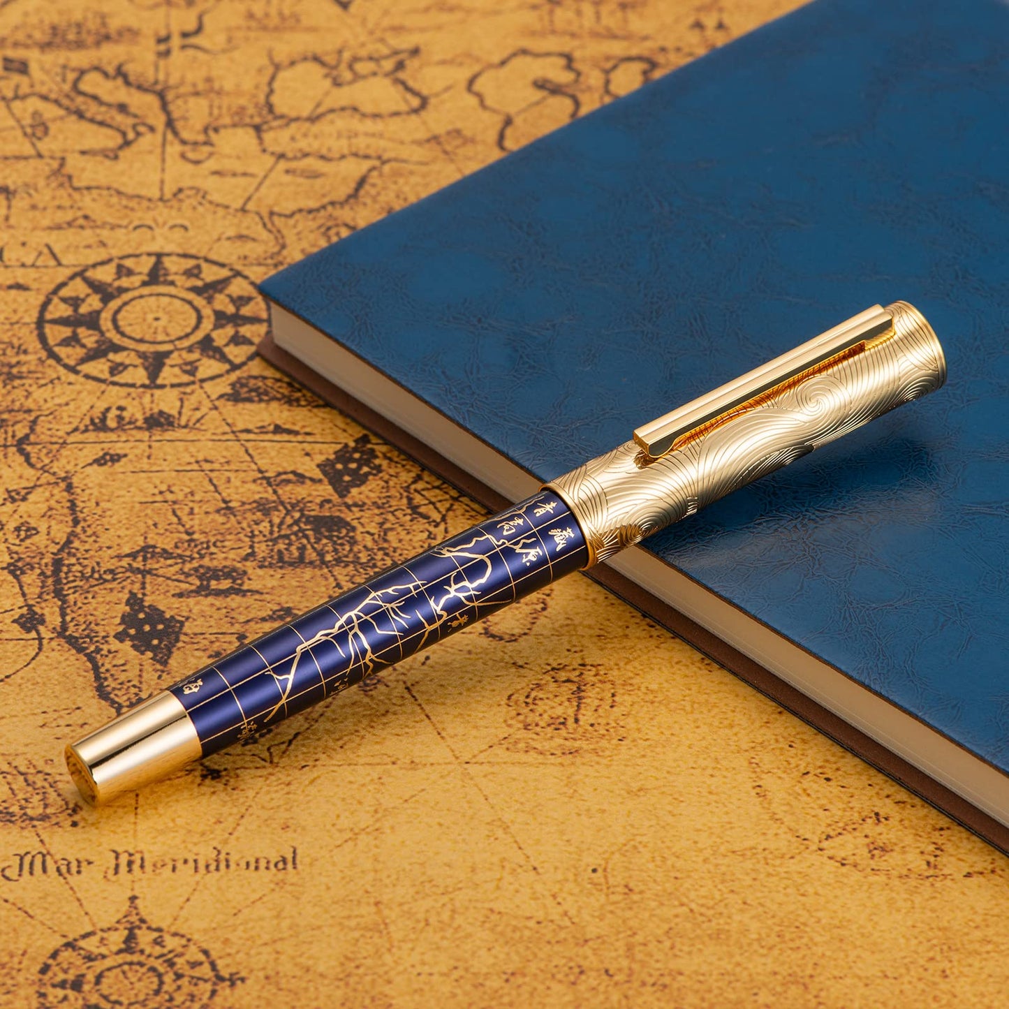 HONG DIAN 8041 Qinghai-Tibet Plateau Souvenir Fountain Pen, Iridum Fine Golden Nib with Metal Pen