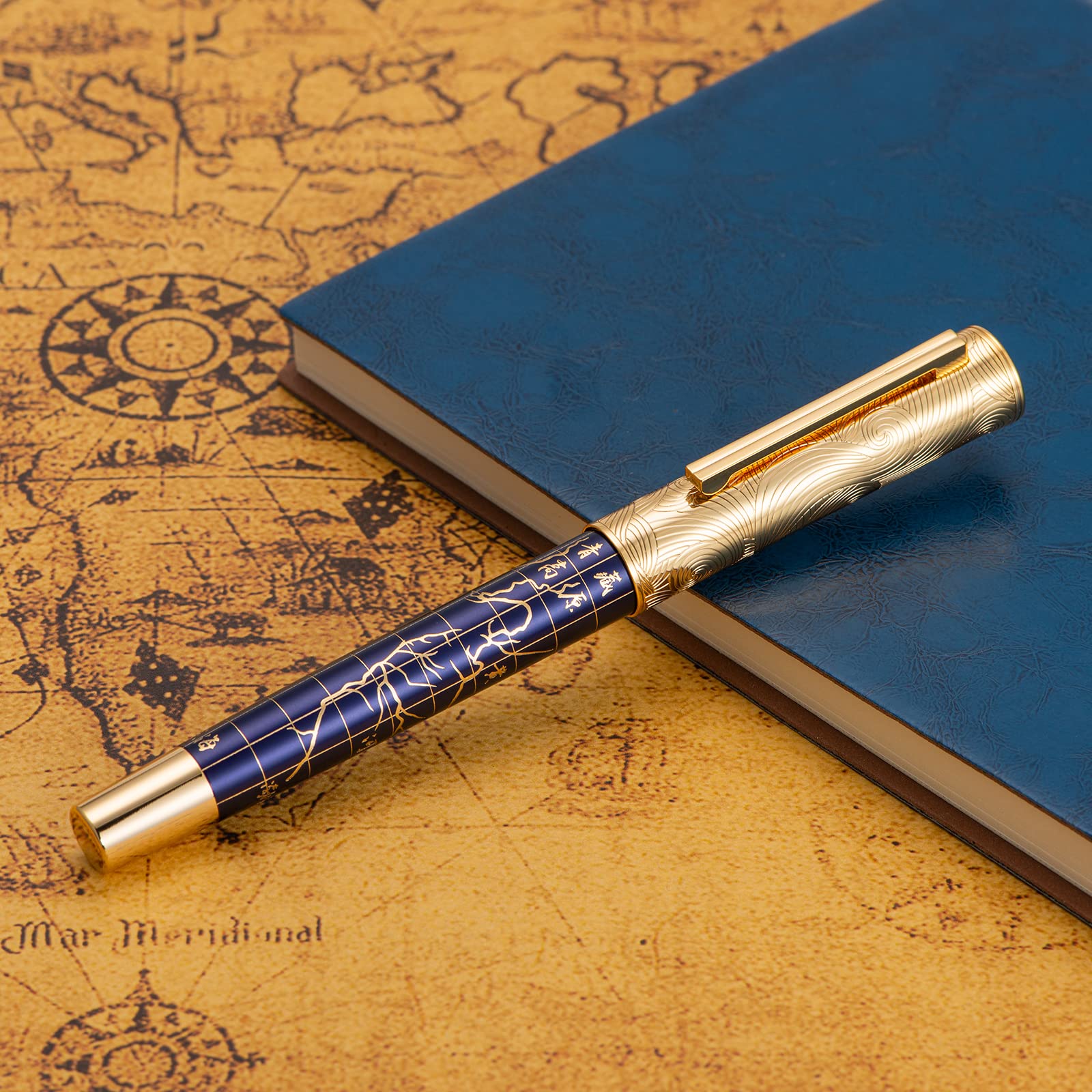HONG DIAN 8041 Qinghai-Tibet Plateau Souvenir Fountain Pen, Iridum Medium Golden Nib with Metal Pen