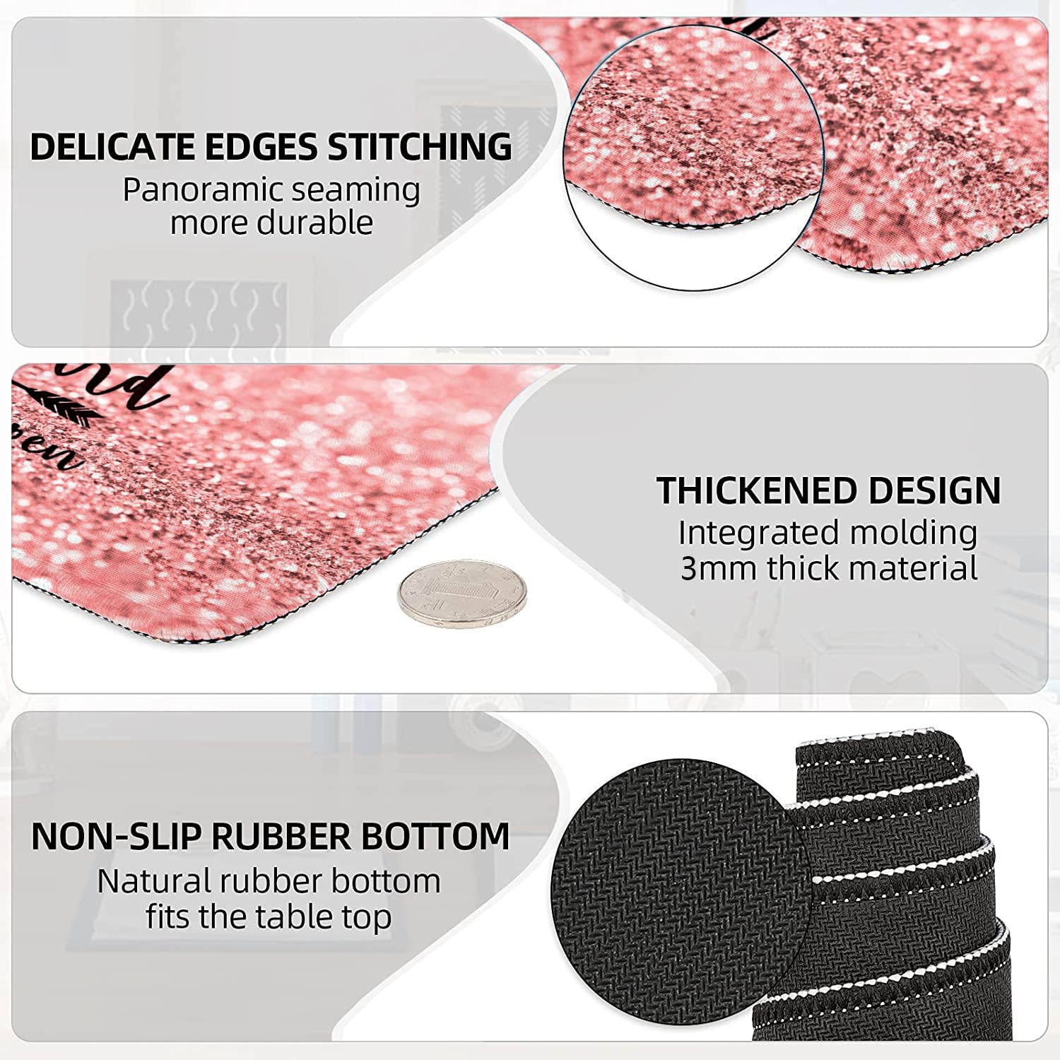Lateefah Mouse Pad with Wrist Rest, Desk Mat + Keyboard Wrist Rest Set, Desk Pad for Keyboard and