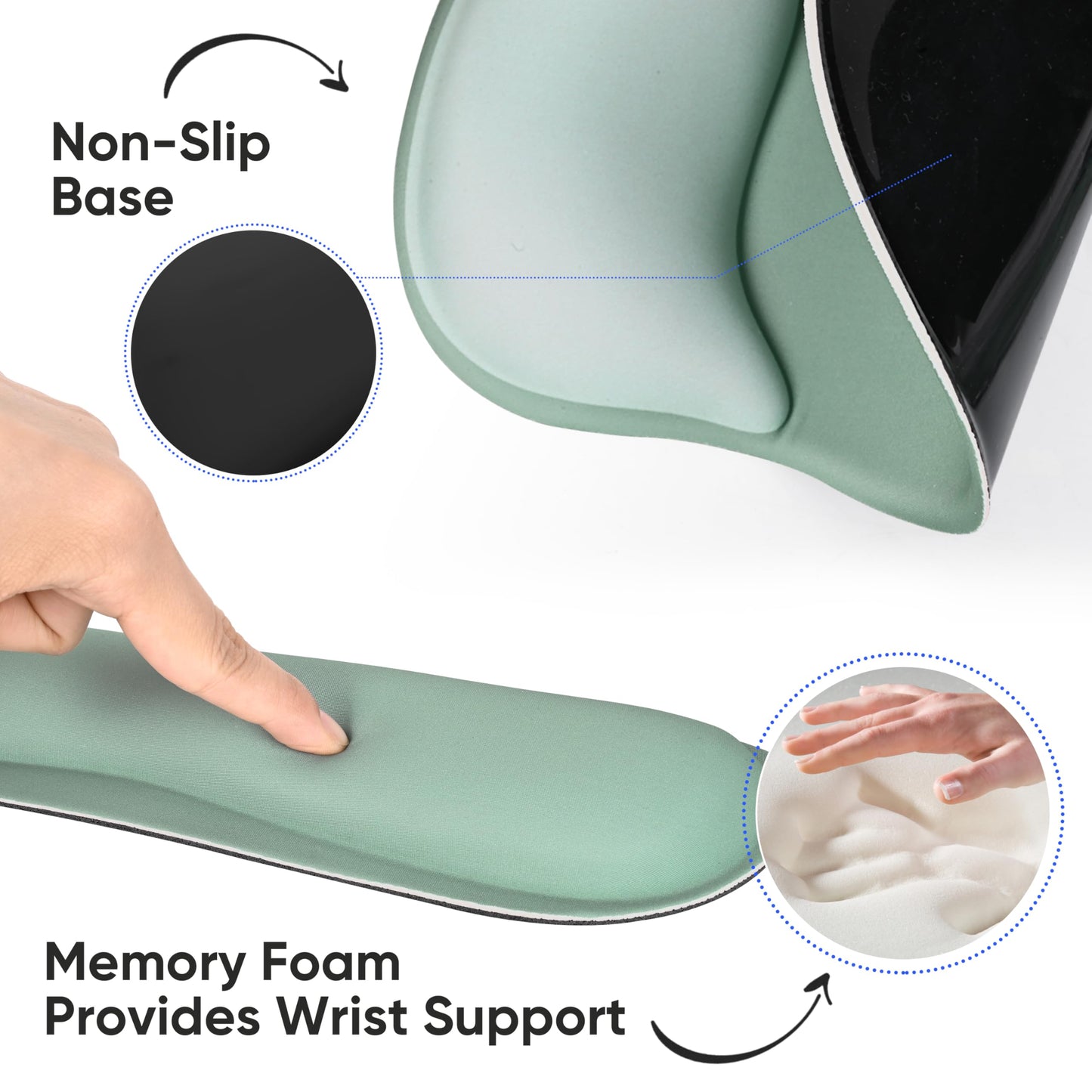 WINTOJO Wrist Rest Support for Mouse Pad Keyboard Set Circle Coaster Gaming Mouse Pad Ergonomic Gel