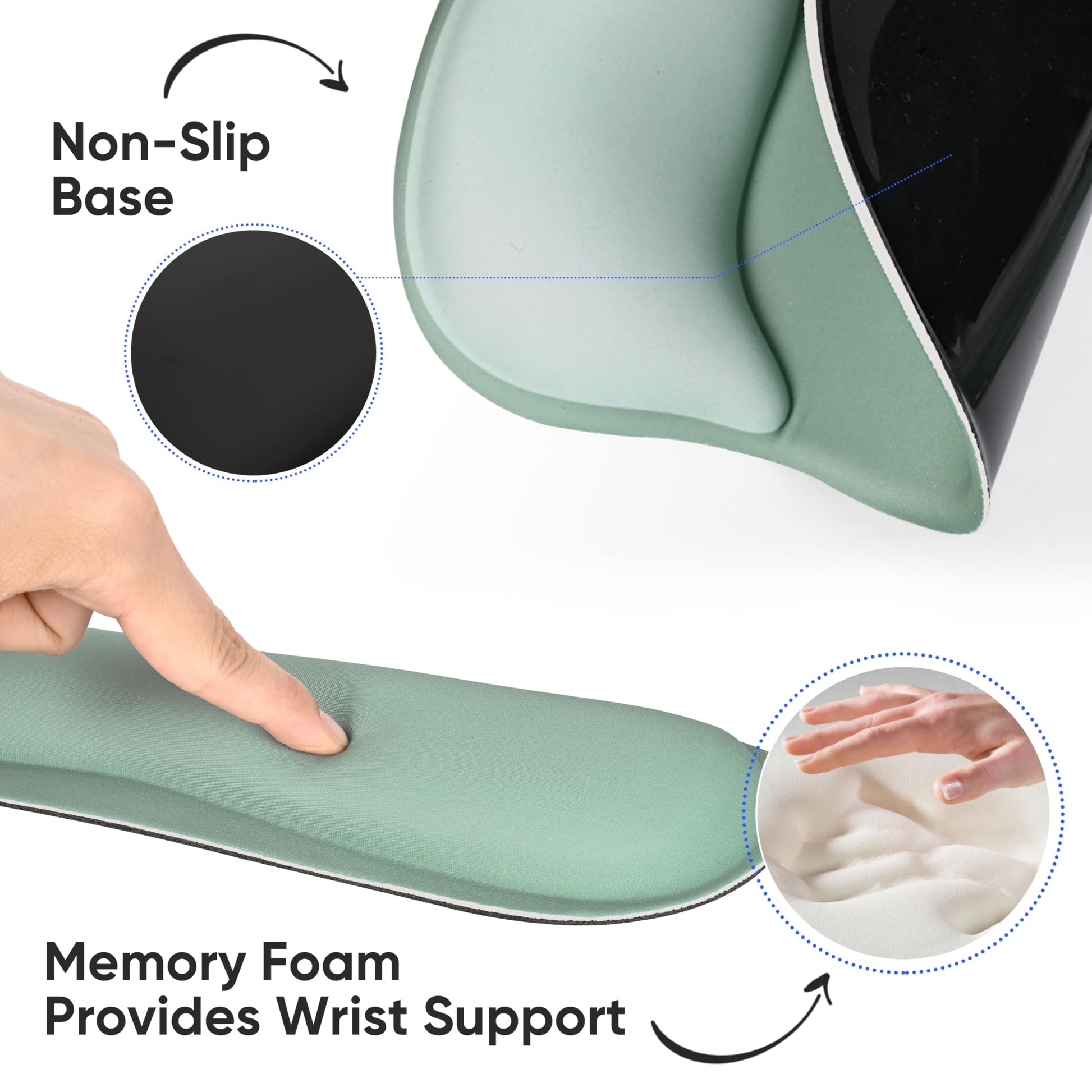WINTOJO Wrist Rest Support for Mouse Pad Keyboard Set Circle Coaster Gaming Mouse Pad Ergonomic Gel