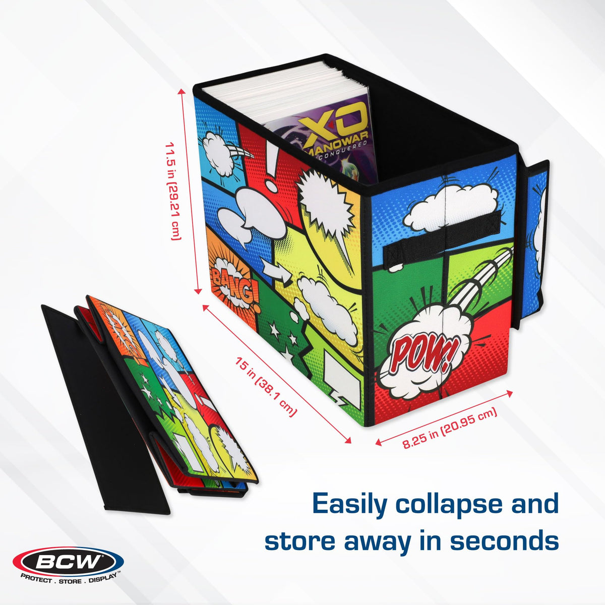 BCW Comic Foldaway | Collapsible Comic Book Storage Tote for 125-150 Comic Books | Foldable Box for