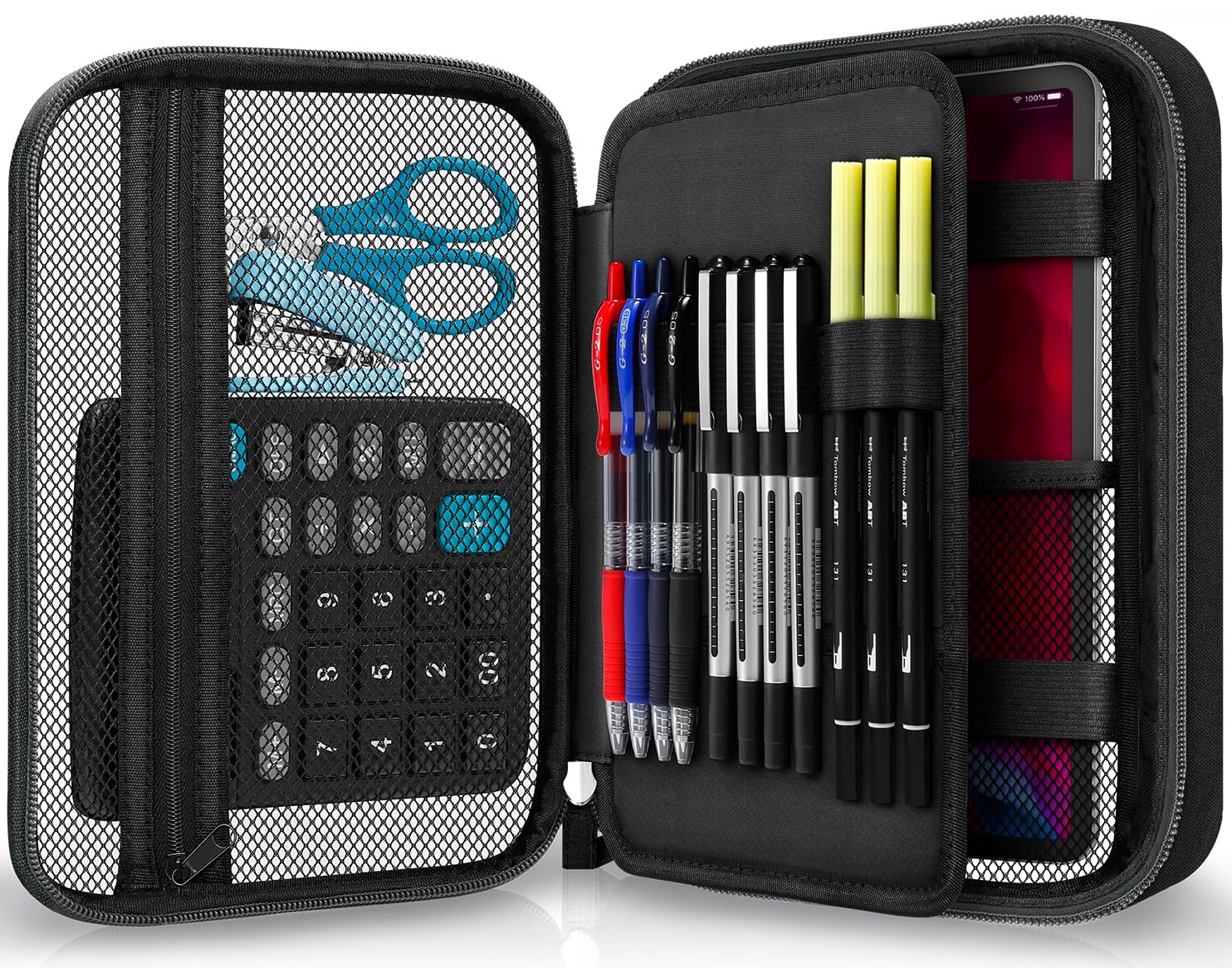 Zannaki Large Pencil Case, Clear Pencil Bag with Big Compartments, Transparent Pen Bag Wide