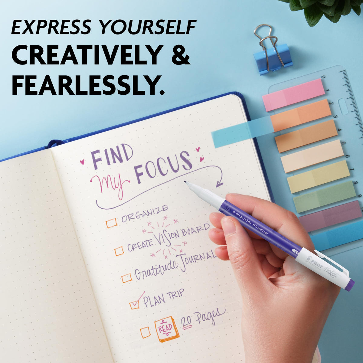 PILOT FriXion Fineliner Erasable Marker Pens, Fine Point, Blue Ink, 12-Pack (11467)