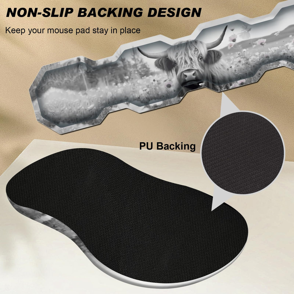 Ergonomic Mouse Pad with Wrist Support and Keyboard Wrist Rest Set + Coaster,Cute Mouse Pads Non