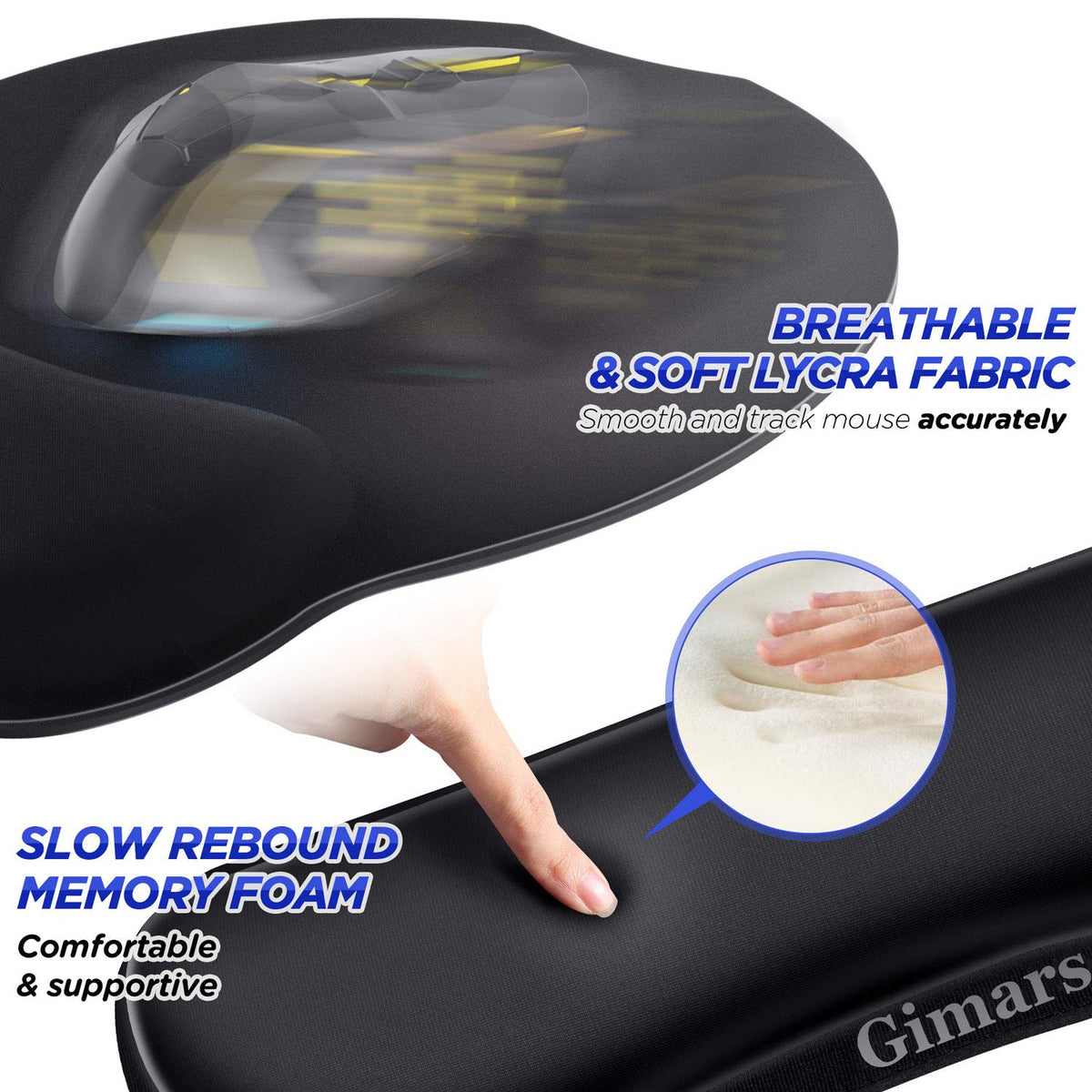Gimars Upgrade Enlarge Superfine Fibre Soft Smooth Gel Ergonomic Mouse Pad Wrist Support and
