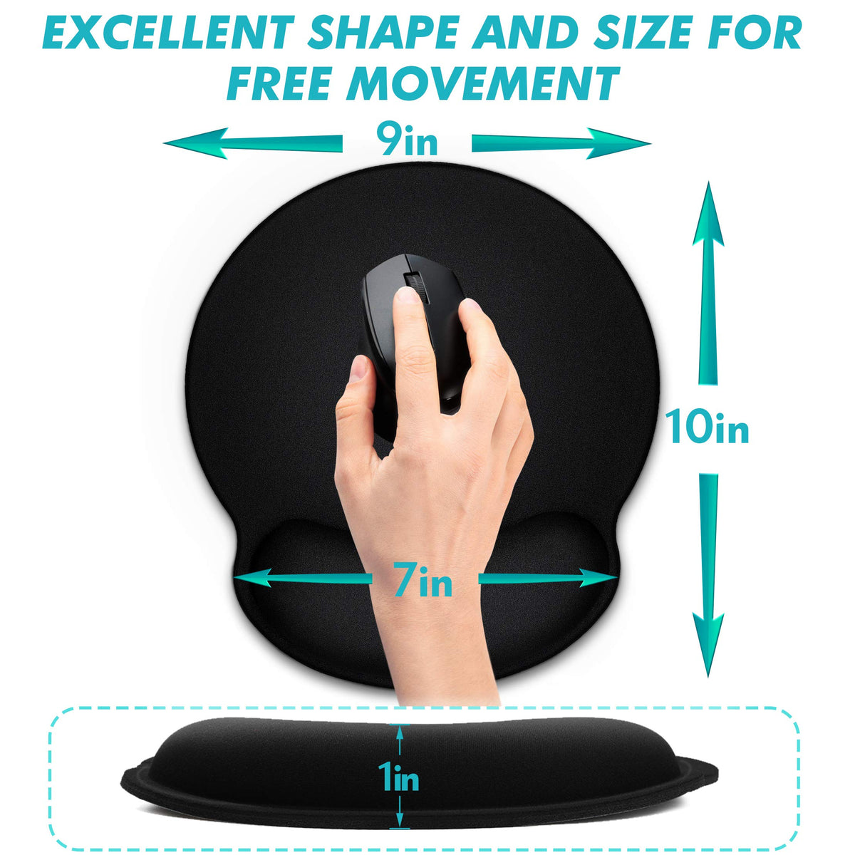 Ergonomic Mouse Pad 3 Pack with Wrist Rest Support, Round Gaming Mousepad with Smooth Surface &