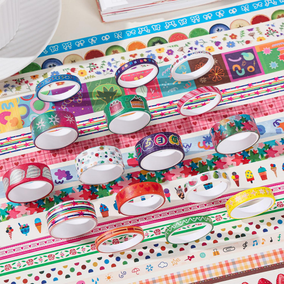32 Rolls Washi Tape Set, Multicolored Cute Graffiti Painting Decorative Tapes, Scrapbooking and