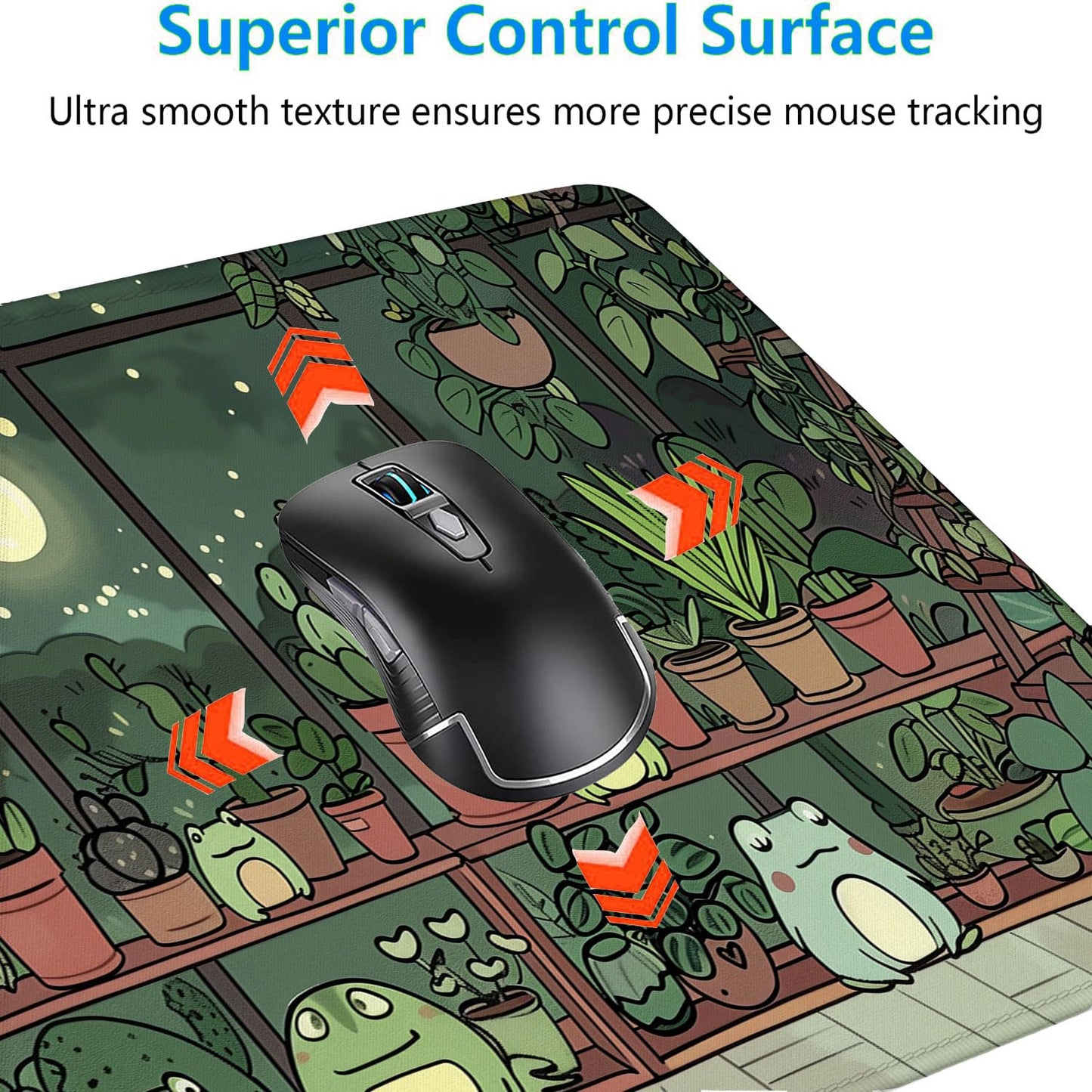 Cute Frog Desk Mat Gaming Mouse Pad Cartoon Kawaii Green Potted Mousepad XL Large Gaming Mouse Pad