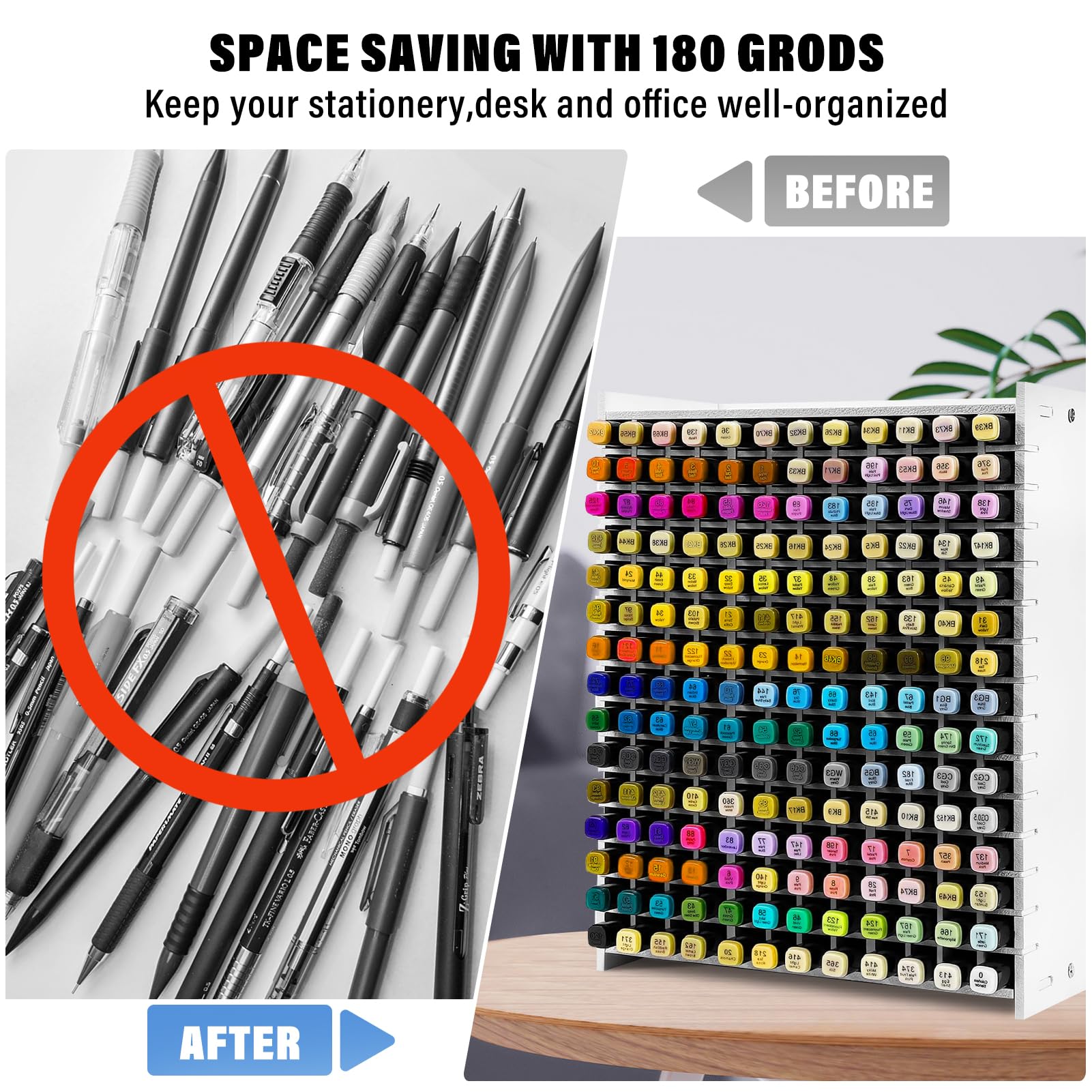 Marker Organizer,180 Slots Marker Holder Organizer with Removable Divider