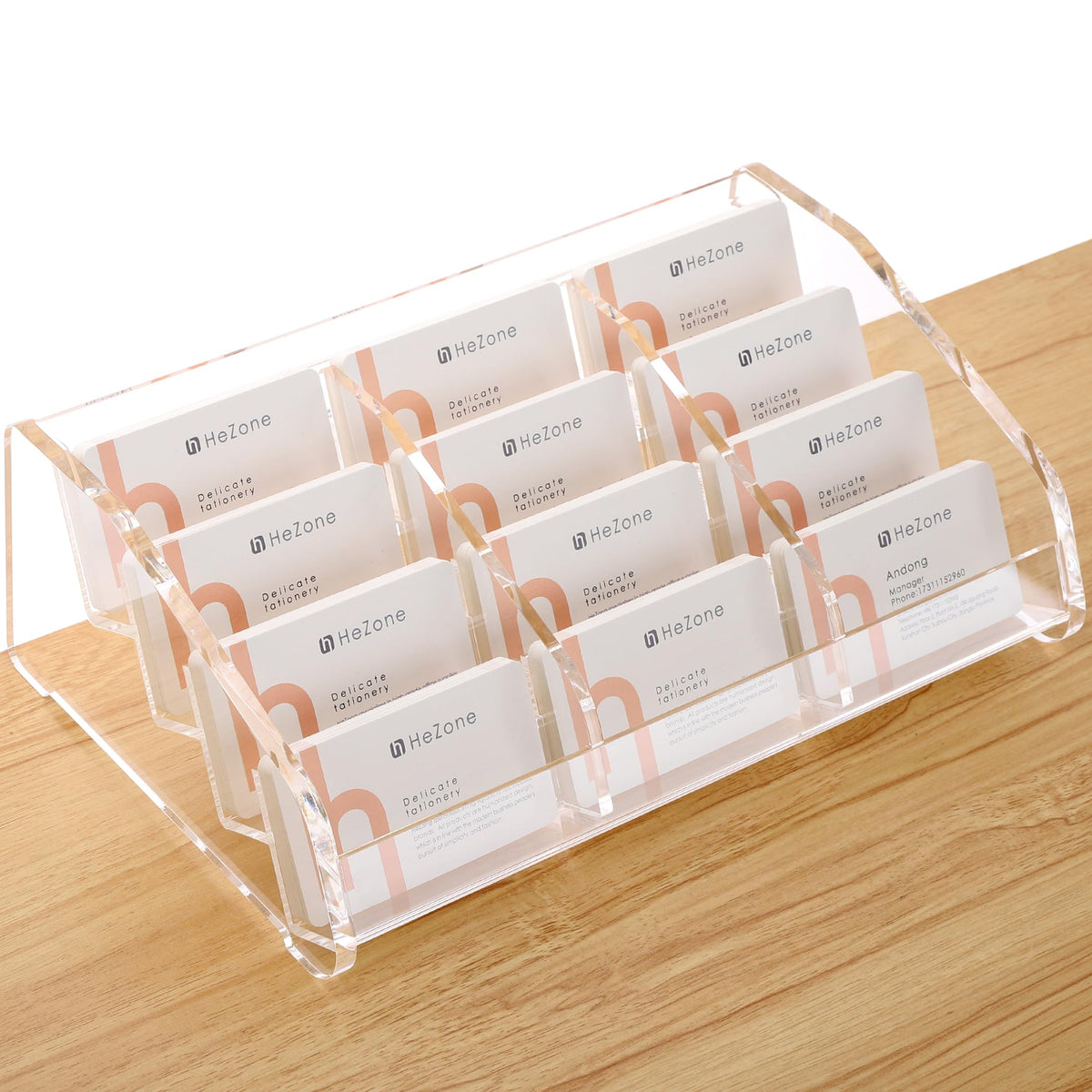 HeZone Business Card Holder Display for Desk Muitiple, Clear Acrylic Business card Stand Rack for