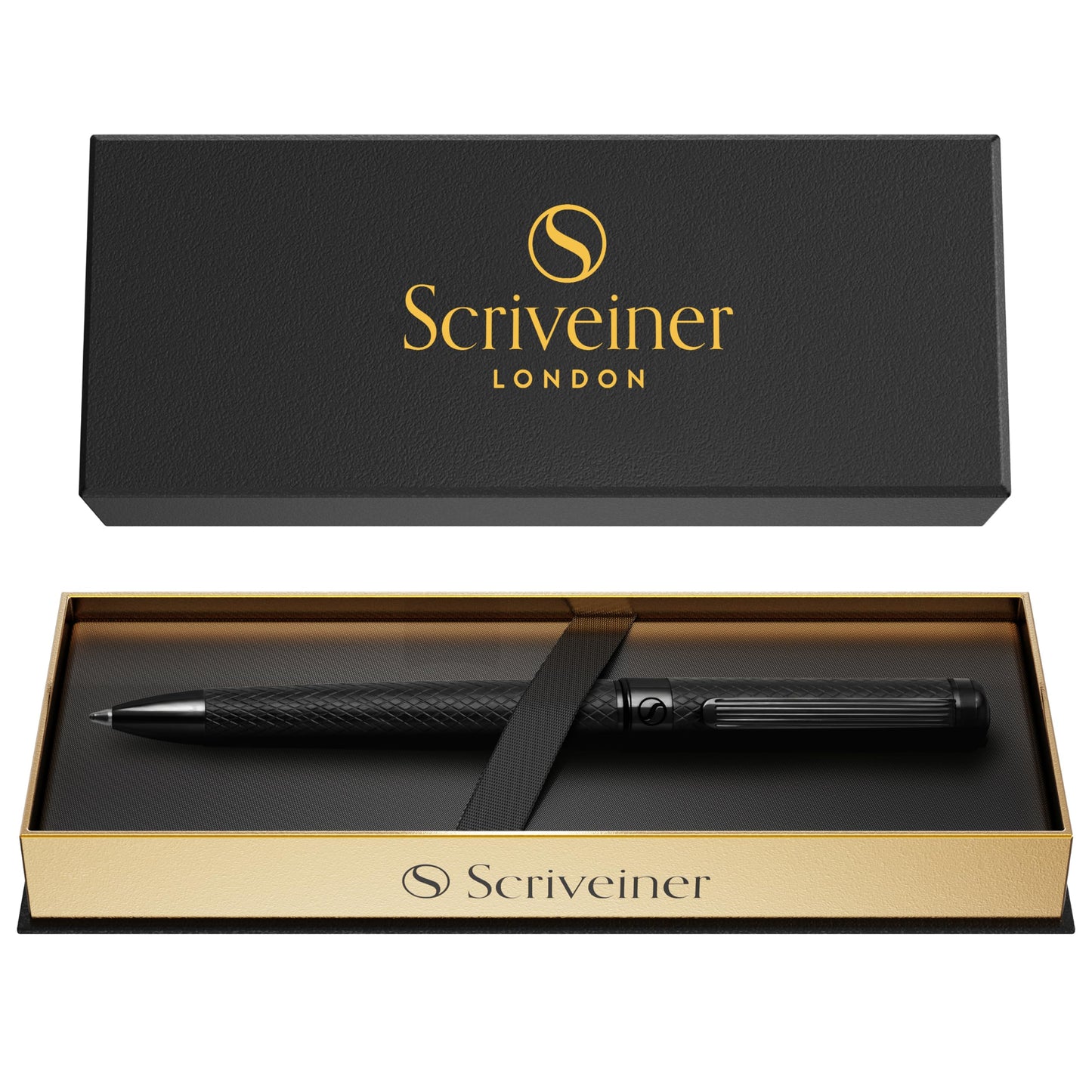 Scriveiner All Black Ballpoint Pen -Stunning Luxury All Metal Matt Black Pen, Schmidt Black Refill
