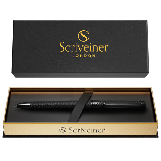 Scriveiner All Black Ballpoint Pen -Stunning Luxury All Metal Matt Black Pen, Schmidt Black Refill