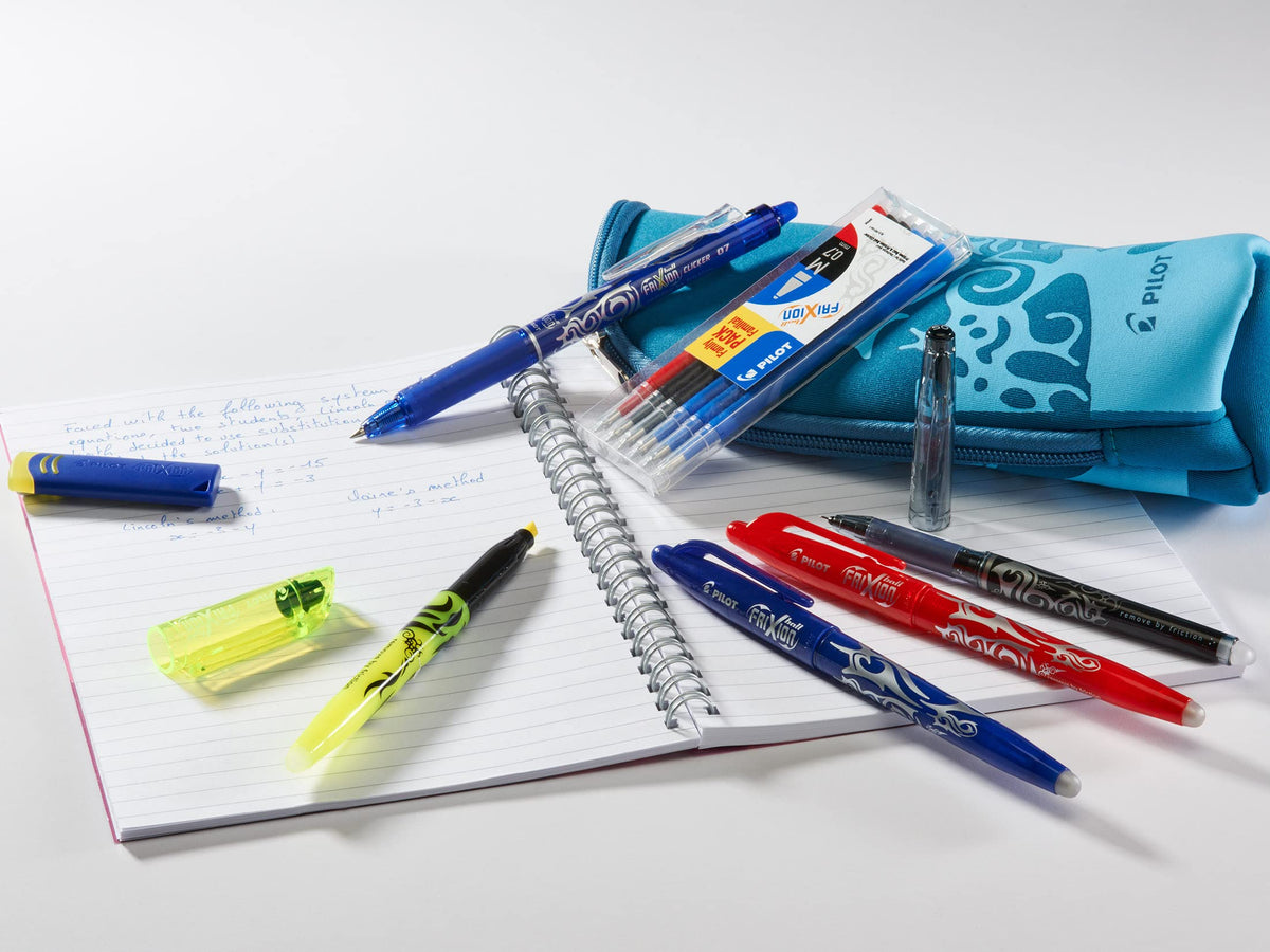 PILOT Frixion Clicker - Retractable Erasable Gel Ink Pens - Blue Ink - Medium 0.7mm Nib - Blister