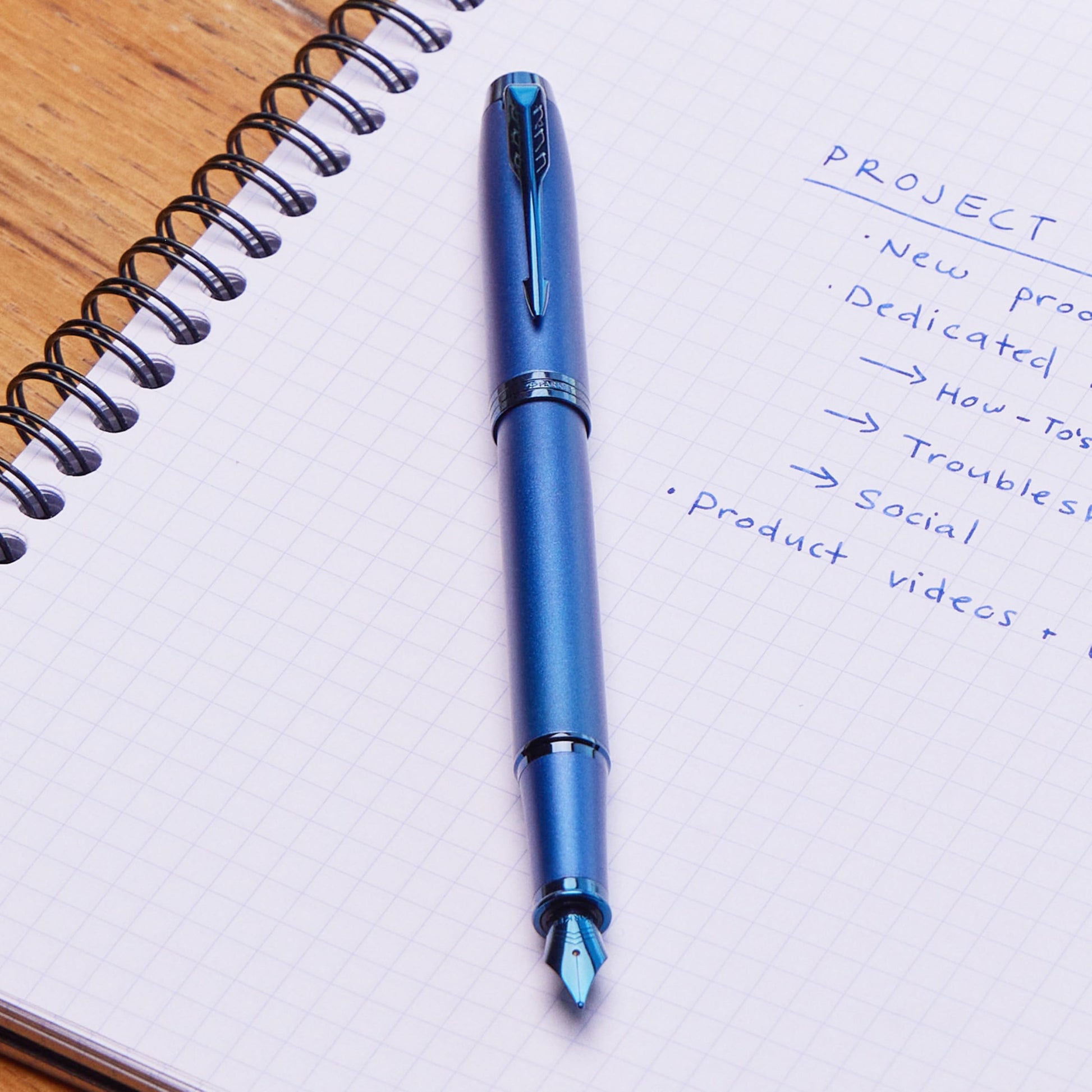 Parker IM Monochrome Fountain Pen | Blue Finish and Trims | Medium Nib | Blue Ink | Gift Box