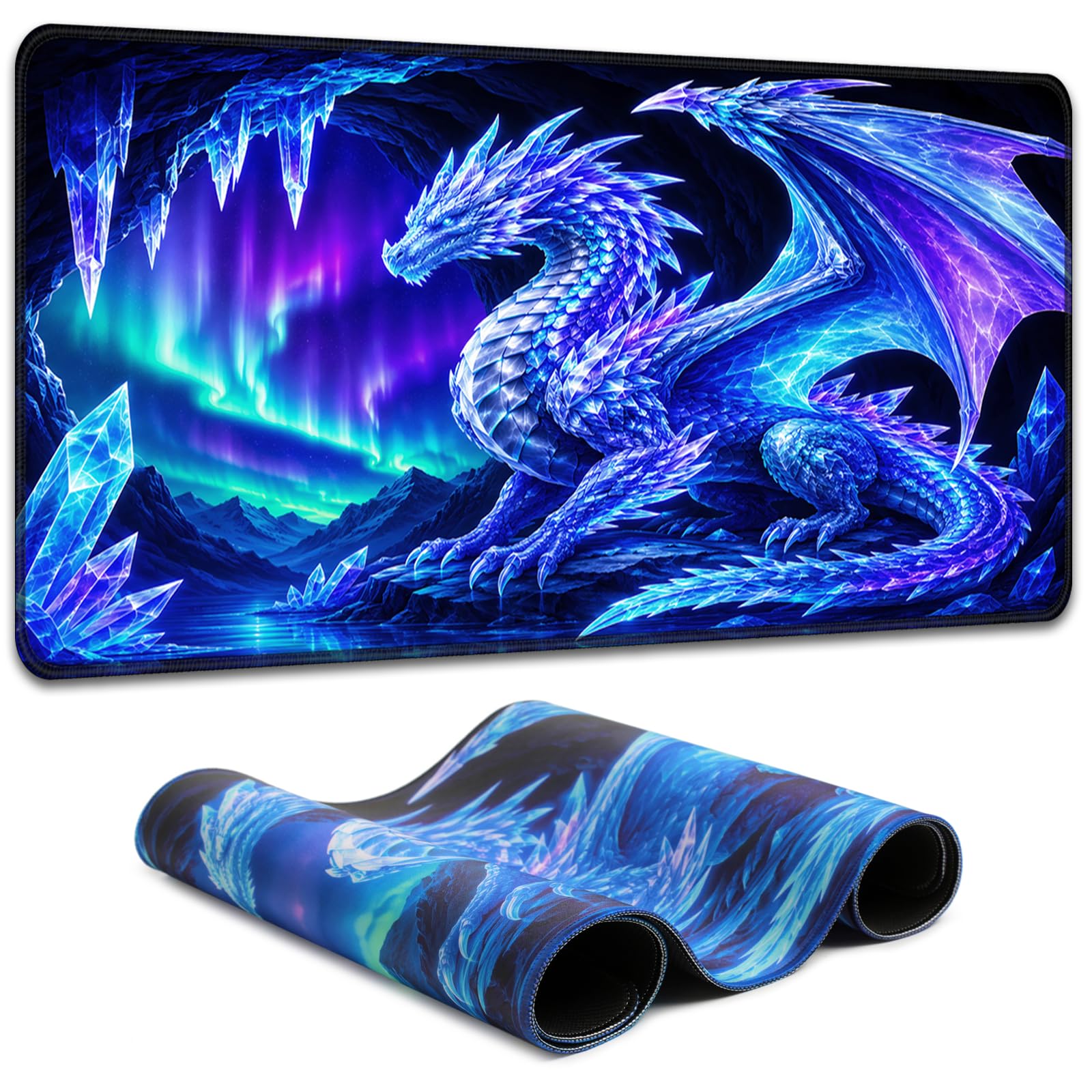 Simpkeely Blacklight Dragon Large Gaming Mouse Pad for Desk, Keyboard Mat
