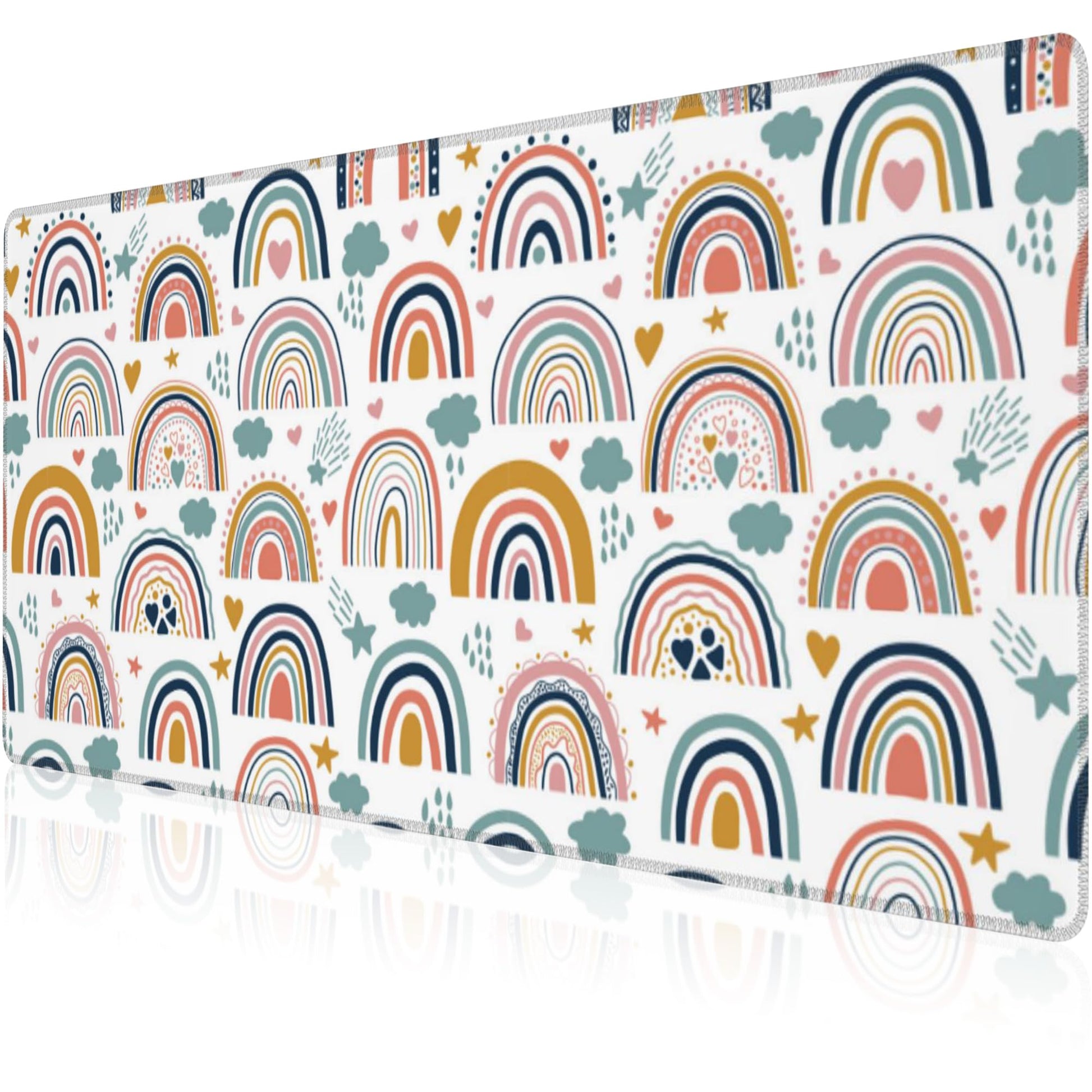Mouse Pad, Large Boho Rainbow Desk Mat, Extended Non-Slip Gaming Keyboard Mousepad Desk Pad, Thick